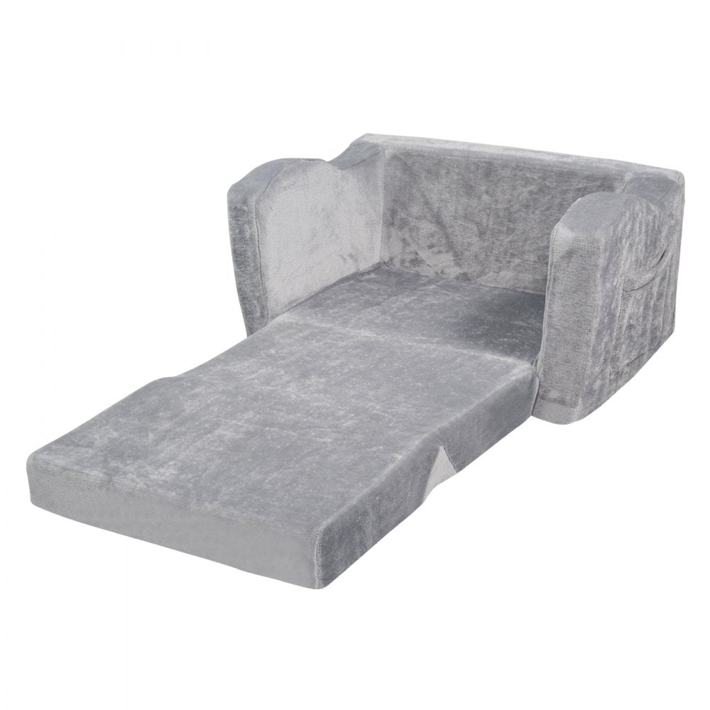 VEVOR Baby Chair Foldable 2-in-1 Comfy Baby Lounger Couch Kids Sofa Grey 