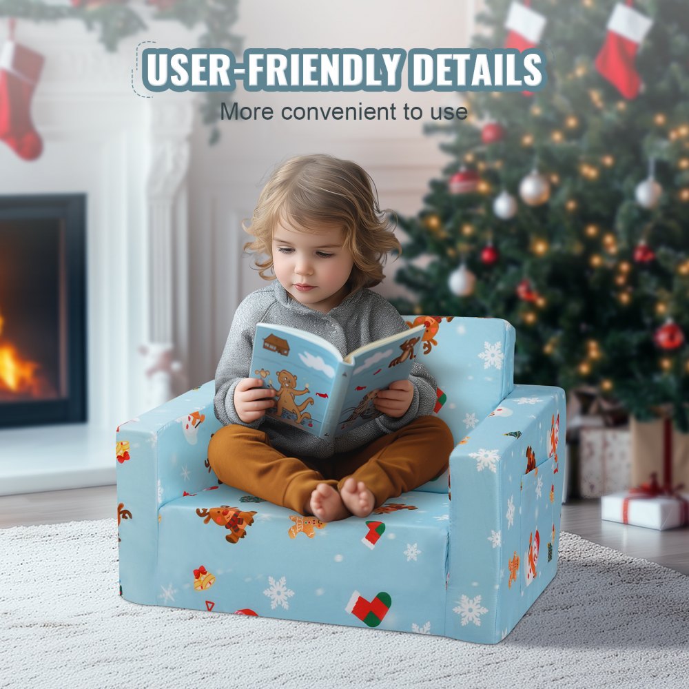 VEVOR Baby Chair Foldable 2-in-1 Baby Lounger Couch Cartoon Kids Sofa Pink 