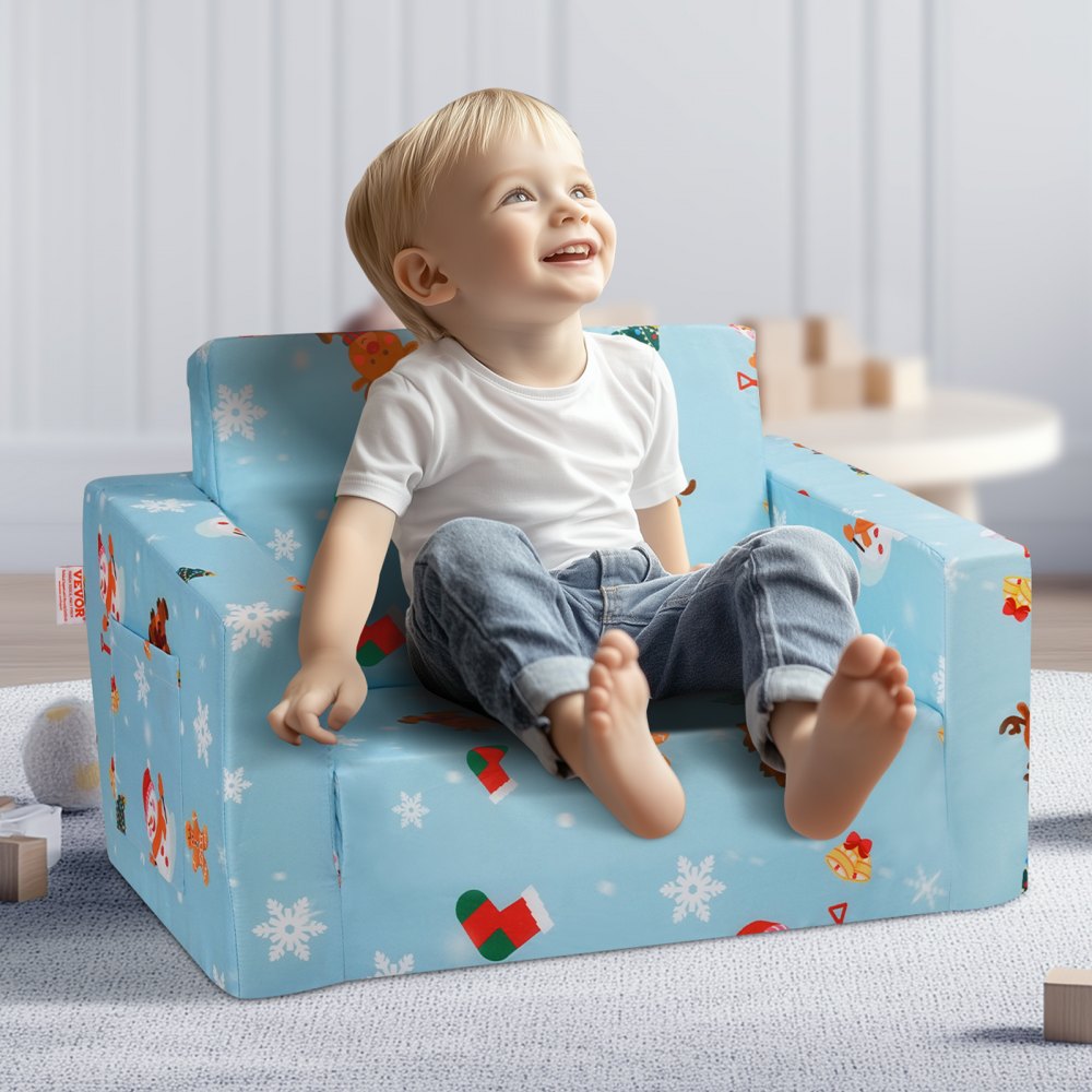 VEVOR Baby Chair Foldable 2-in-1 Baby Lounger Couch Cartoon Kids Sofa Pink 