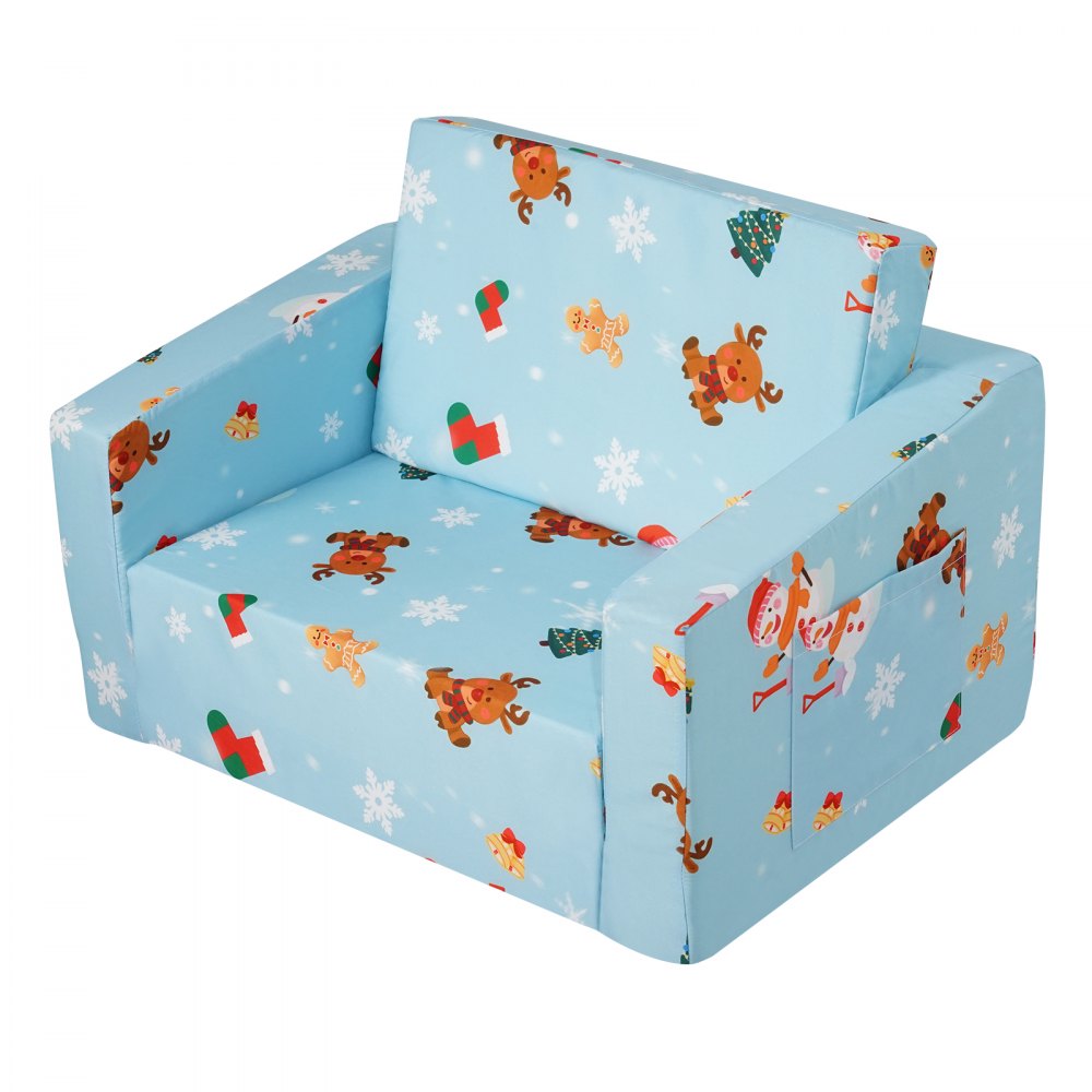 VEVOR Baby Chair Foldable 2-in-1 Baby Lounger Couch Cartoon Kids Sofa Pink 