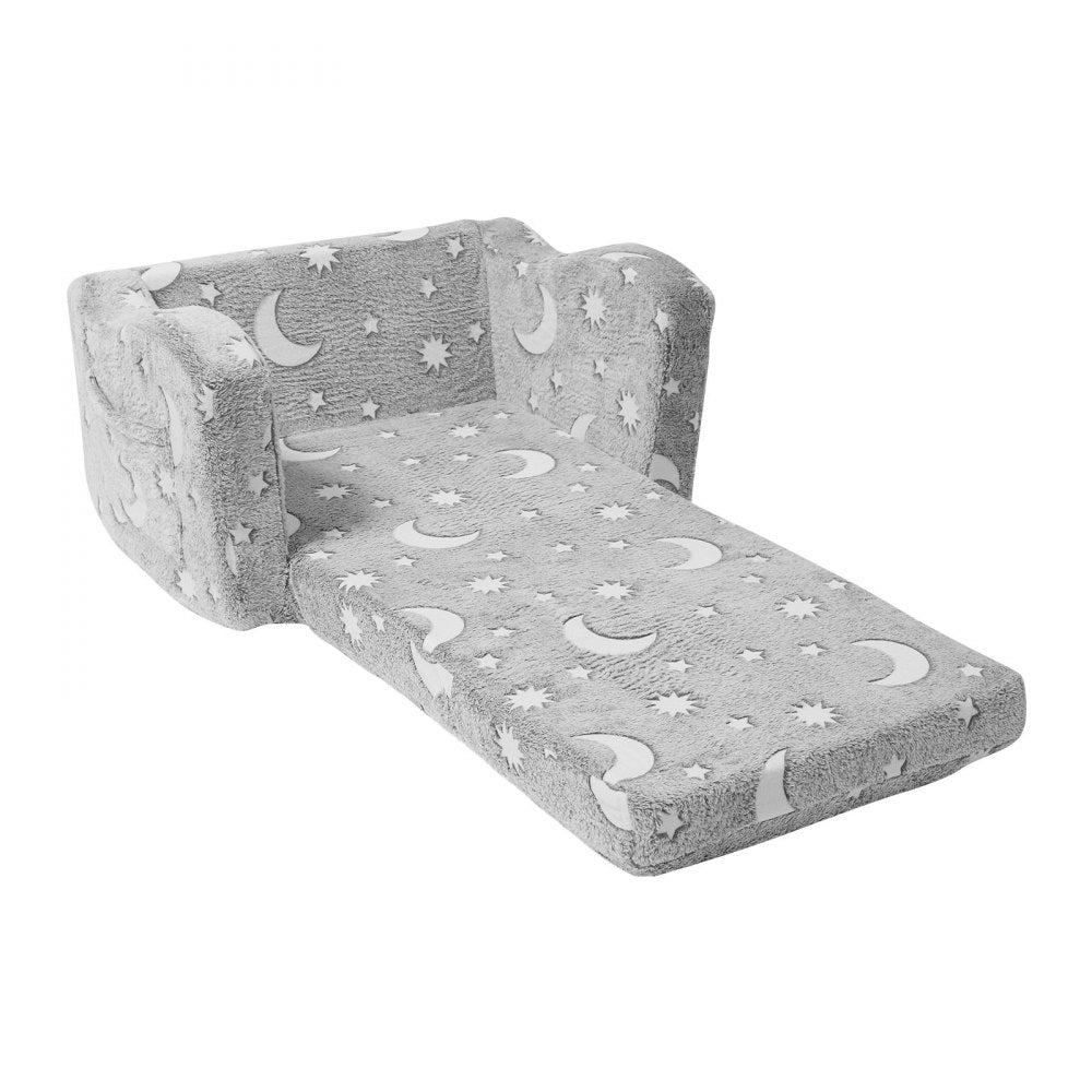 VEVOR Fold-out Kids Sofa, Glow-in-the-Dark Kids Couch Chair, 2-in-1 Children Convertible Sofa to Lounger, Extra Soft Flip-out Toddler Couch for Siting and Sleeping, for Bedroom and Playroom 