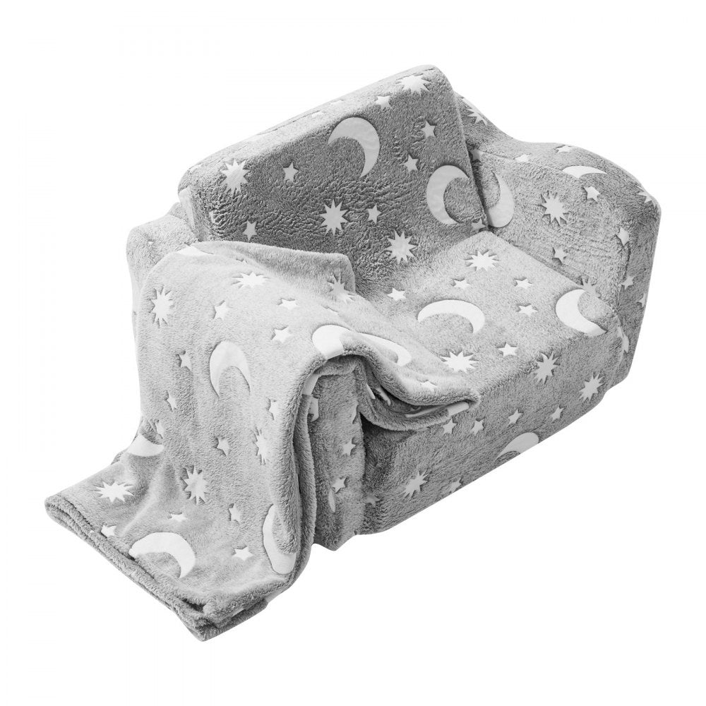 VEVOR Fold-out Kids Sofa, Glow-in-the-Dark Kids Couch Chair, 2-in-1 Children Convertible Sofa to Lounger, Extra Soft Flip-out Toddler Couch for Siting and Sleeping, for Bedroom and Playroom 