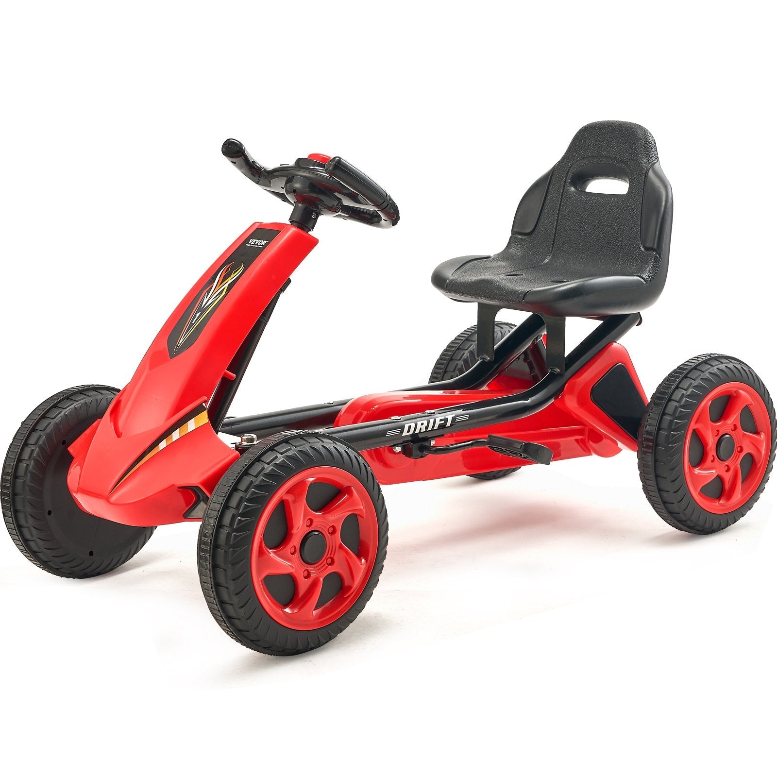 VEVOR Go Kart 4 Wheel Pedal Ride On Toy for Kids Ages 3-8 Adjustable Seat Red 