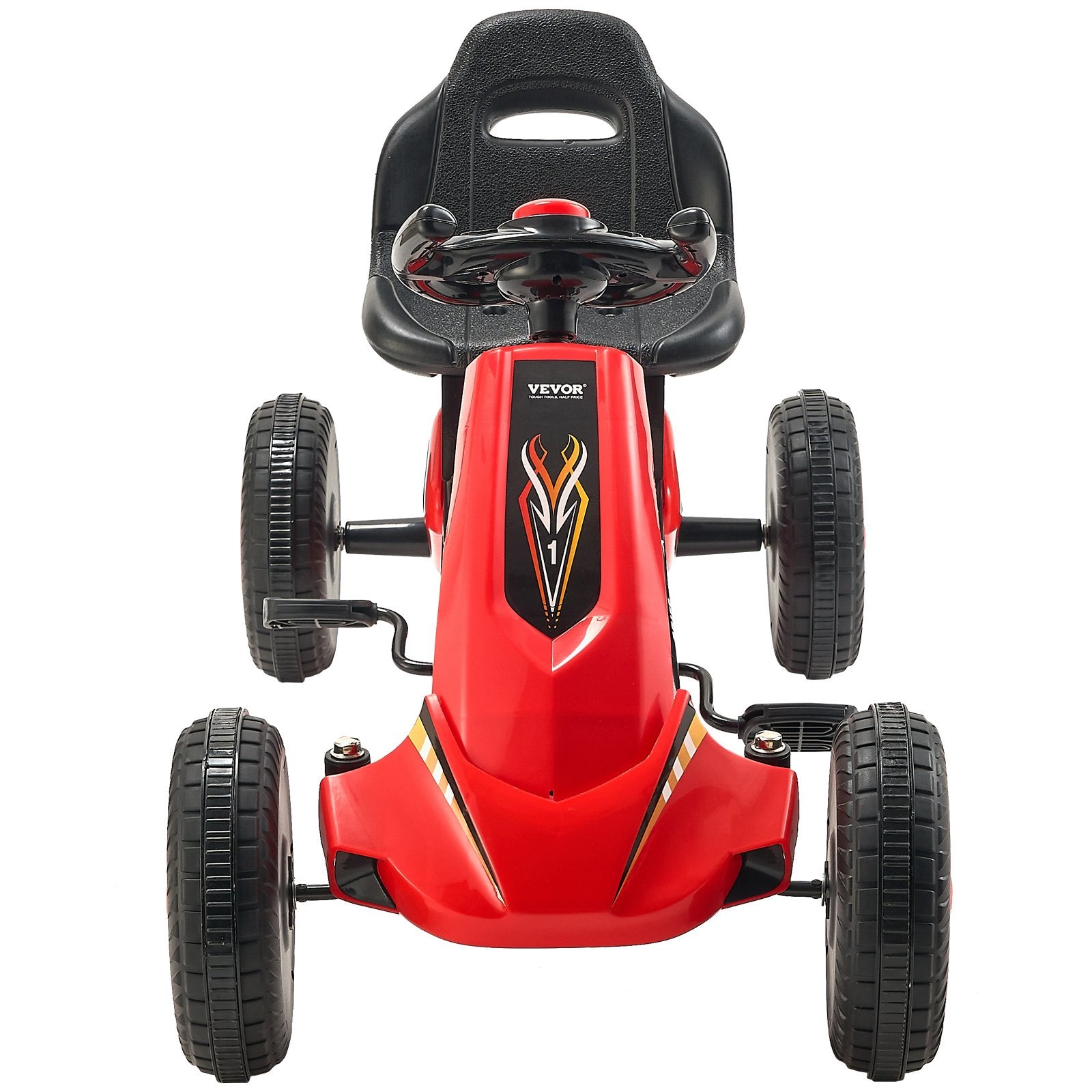 VEVOR Go Kart 4 Wheel Pedal Ride On Toy for Kids Ages 3-8 Adjustable Seat Red 