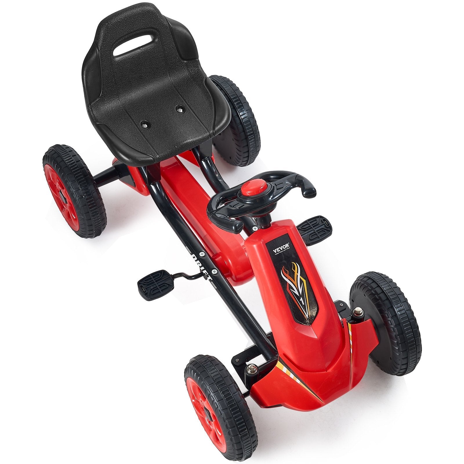 VEVOR Go Kart 4 Wheel Pedal Ride On Toy for Kids Ages 3-8 Adjustable Seat Red 