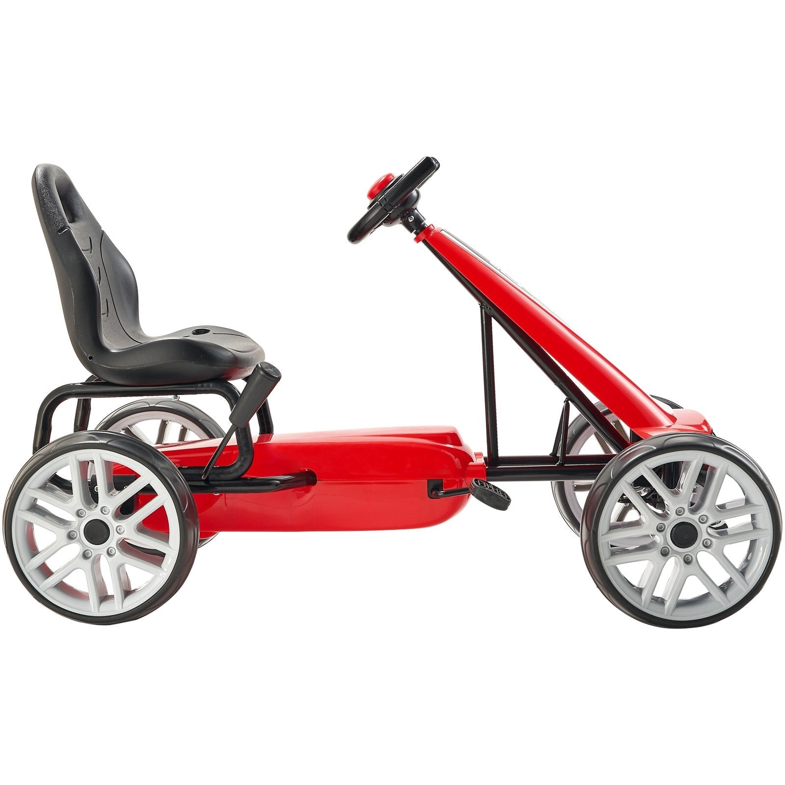 VEVOR Go Kart 4 Wheel Pedal Ride On Toy for Kids Adjustable Seat Hand Brake Red 