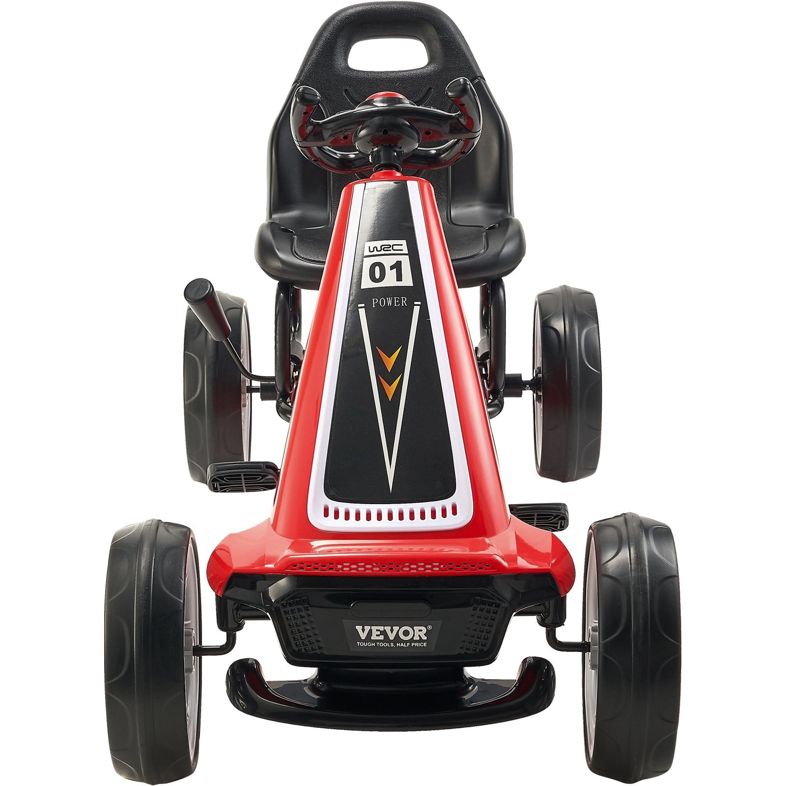 VEVOR Go Kart 4 Wheel Pedal Ride On Toy for Kids Adjustable Seat Hand Brake Red 