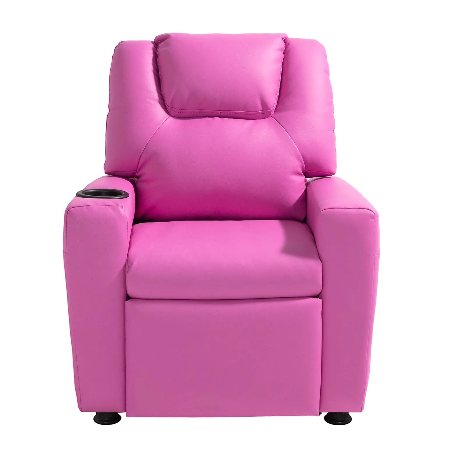 VEVOR Kids Reclining Chair PU Leather Toddler Recliner with Cup Holder (Pink)