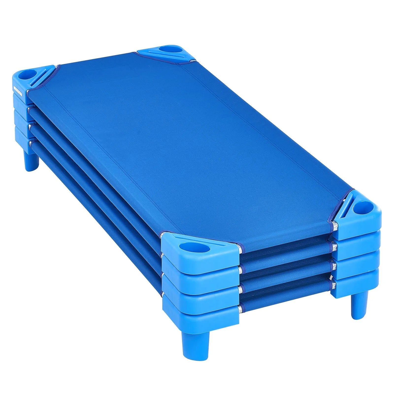 VEVOR Stackable Kiddie Cot 52" x 23" Daycare Nap Cots for Kids Blue (Pack of 4)