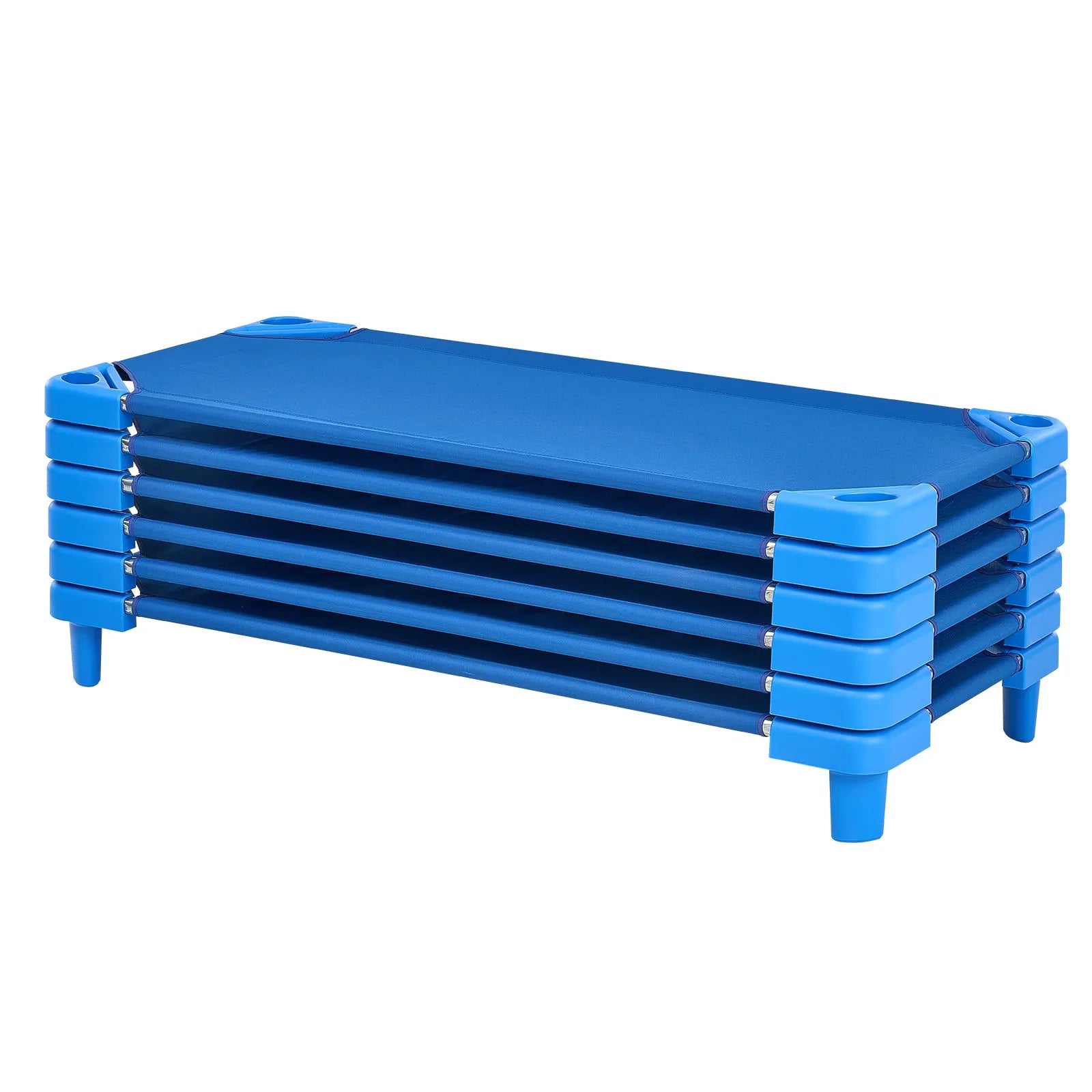VEVOR Stackable Kiddie Cot 52" x 23" Daycare Nap Cots for Kids Blue (Pack of 6)