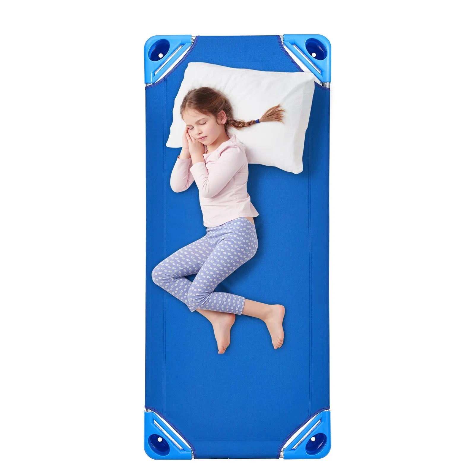 VEVOR Stackable Kiddie Cot 52" x 23" Daycare Nap Cots for Kids Blue (Pack of 6)