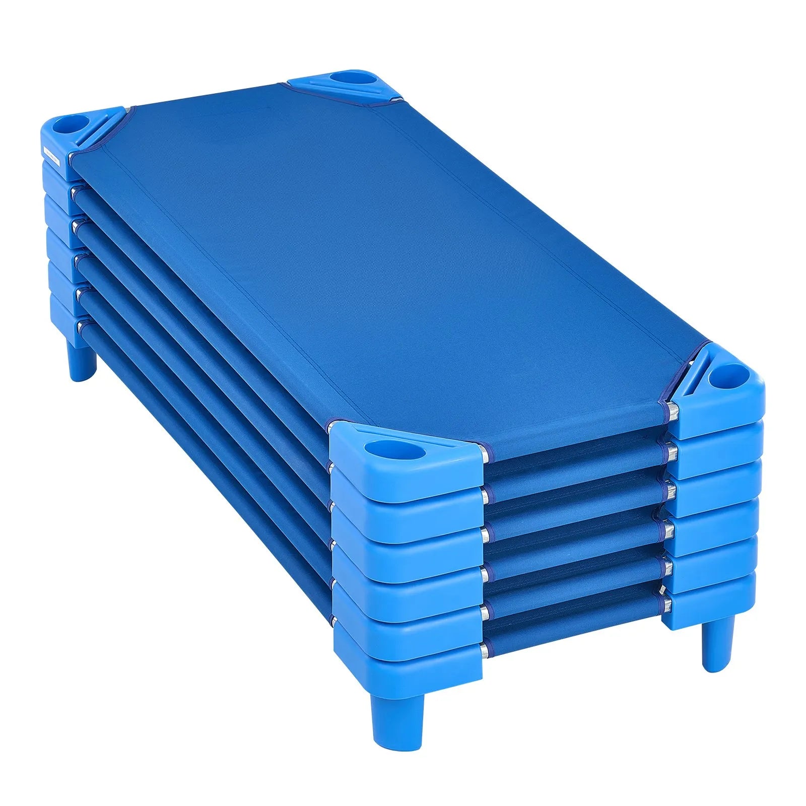 VEVOR Stackable Kiddie Cot 52" x 23" Daycare Nap Cots for Kids Blue (Pack of 6)