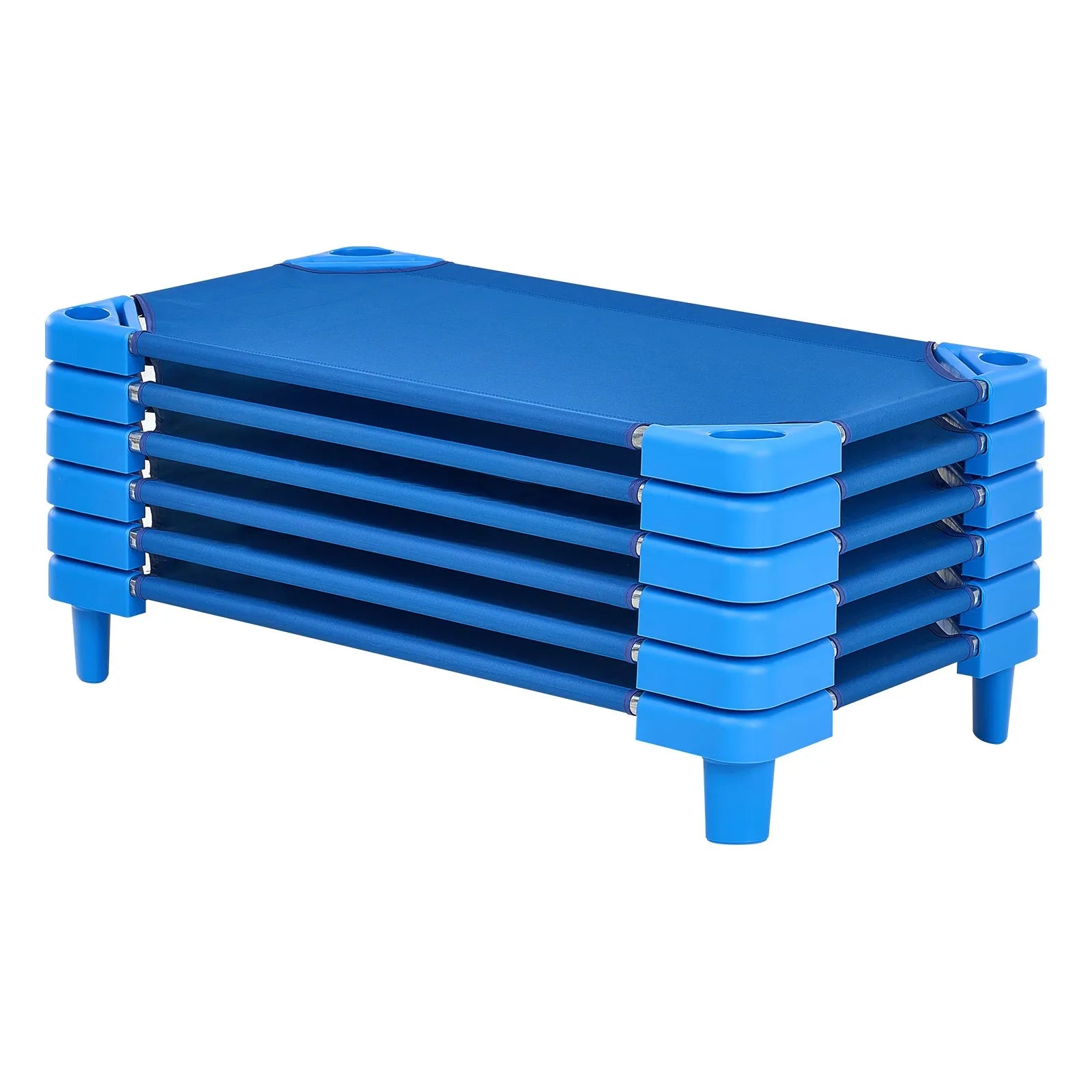 VEVOR Stackable Kiddie Cot 42" x 23" Daycare Nap Cots for Kids Blue (Pack of 6)