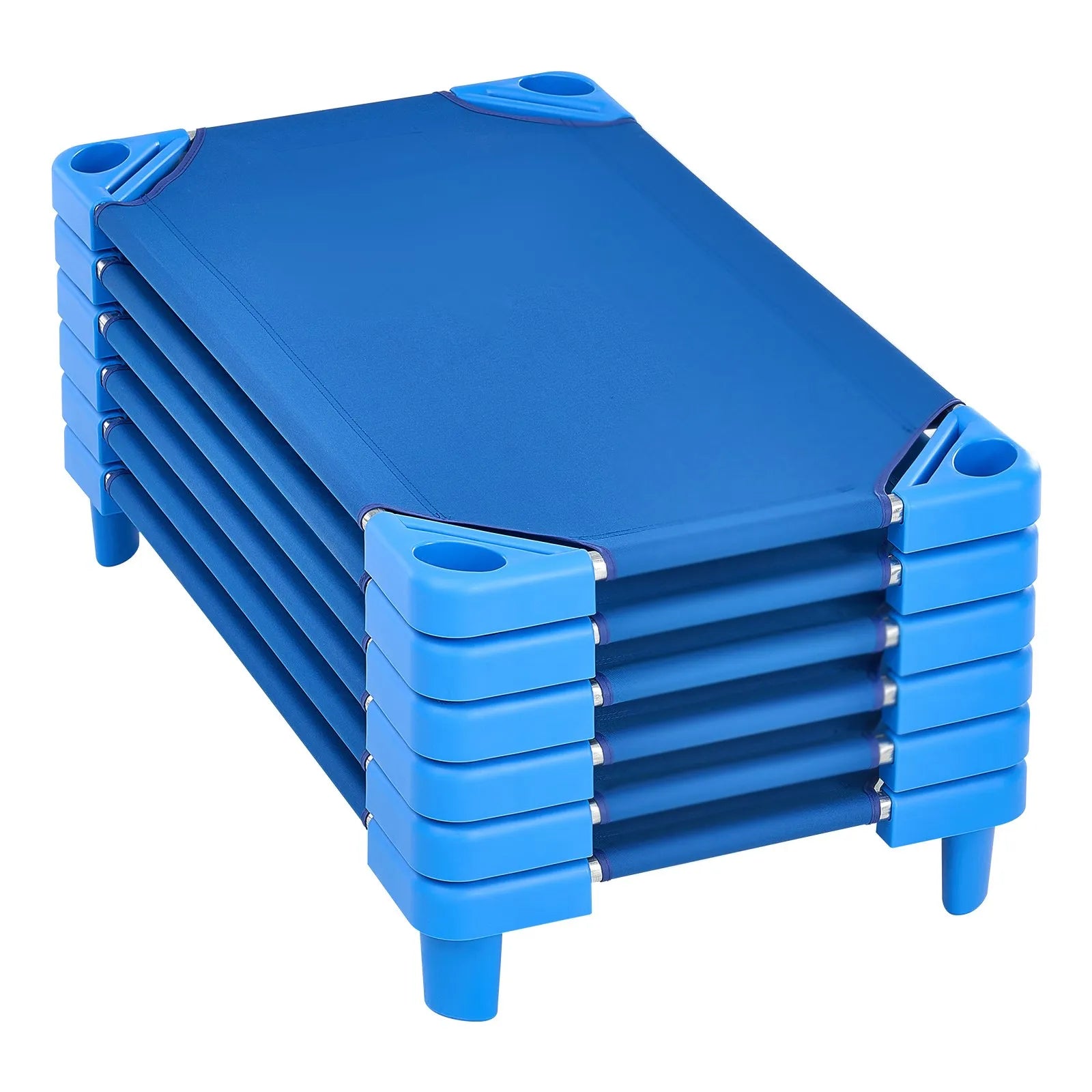 VEVOR Stackable Kiddie Cot 42" x 23" Daycare Nap Cots for Kids Blue (Pack of 6)