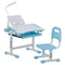 VEVOR Kids Chair and Desk Set Table Lamp Adjustable Height & Tilted Desktop Blue