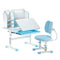 VEVOR Kids Study Chair and Desk with Bookshelf & Drawer Height Adjustable Blue