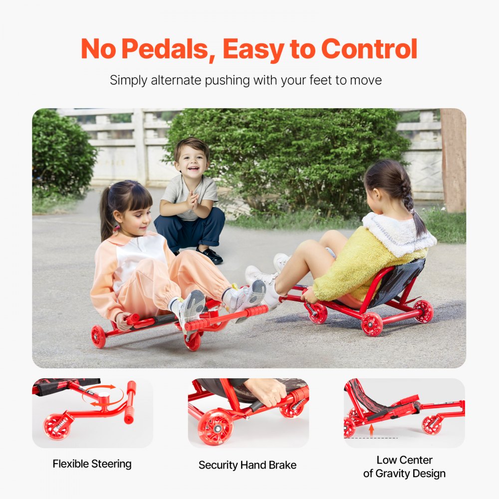 VEVOR Ride on Scooter Powered by Zig-Zag Motion Drift Cart for Kids Ages 4+ 