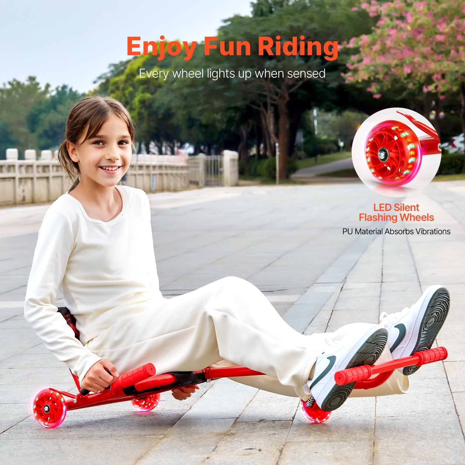 VEVOR Ride on Scooter Powered by Zig-Zag Motion Drift Cart for Kids Ages 10+ 