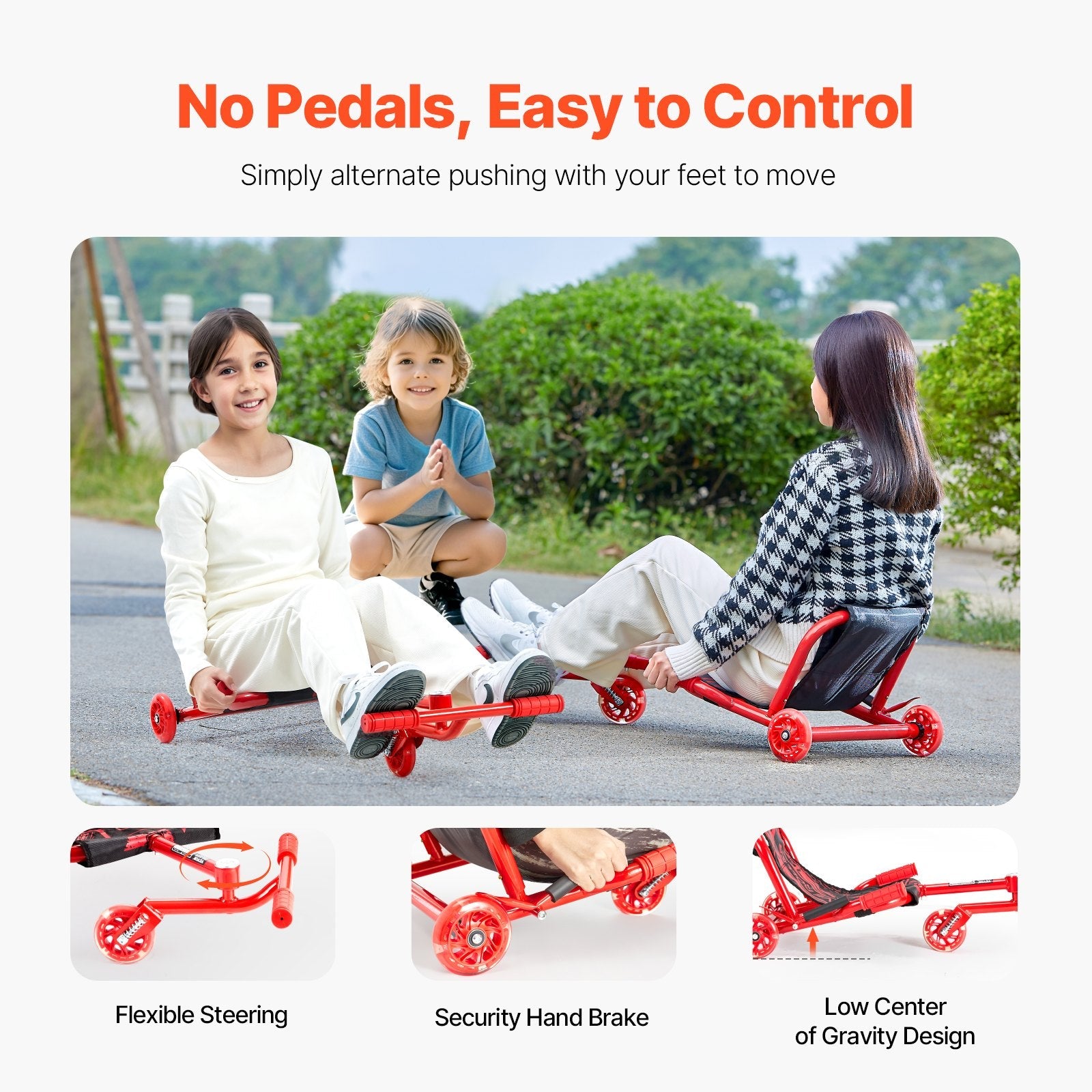 VEVOR Ride on Scooter Powered by Zig-Zag Motion Drift Cart for Kids Ages 10+ 
