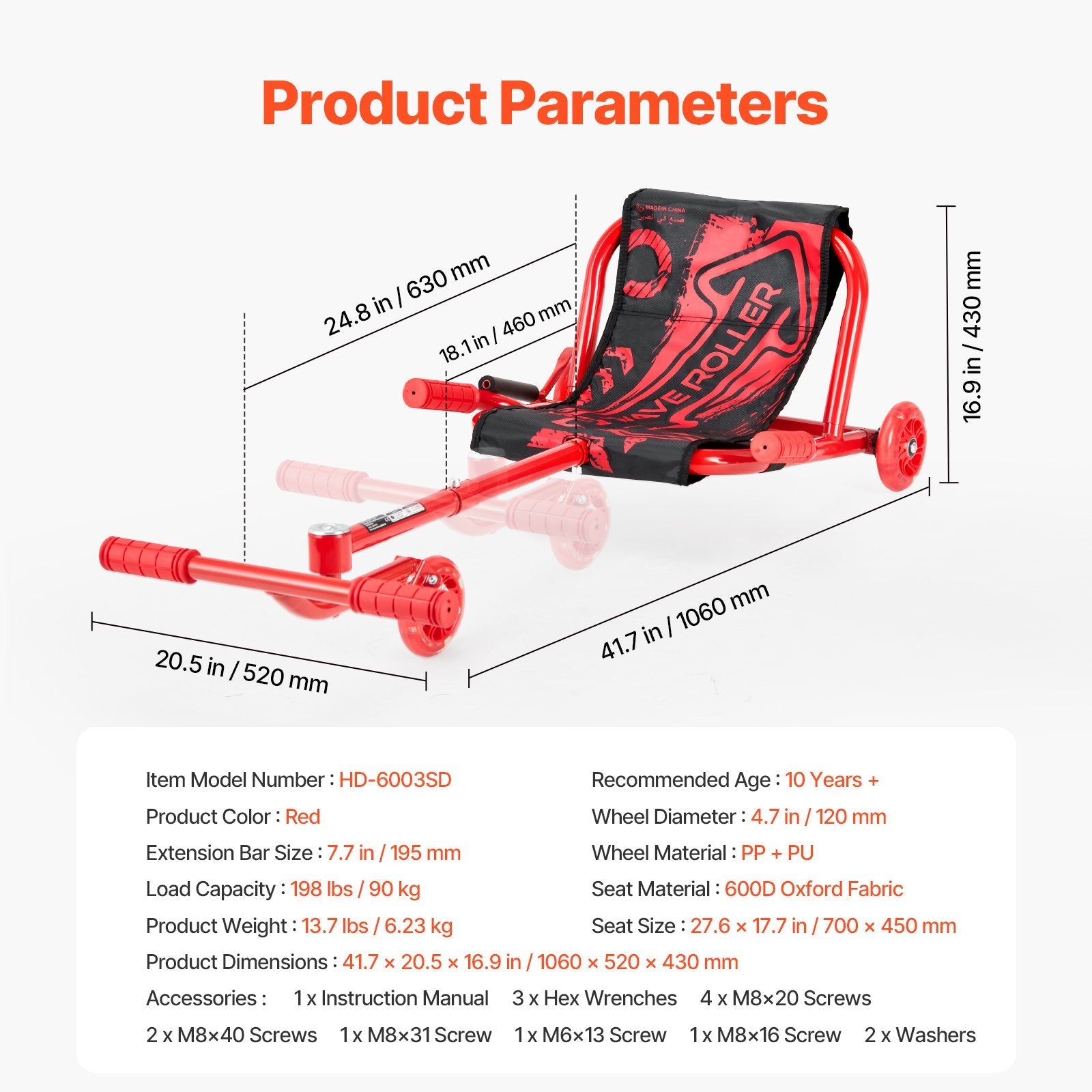 VEVOR Ride on Scooter Powered by Zig-Zag Motion Drift Cart for Kids Ages 10+ 