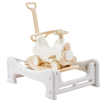 VEVOR 5 in 1 Rocking Horse for Toddlers 1-3 Years, Baby Rocking Horse with Trampoline, Detachable Balance Board, Push Handle and 4 Smooth Wheels, Support to 80lbs Kids Ride on Toy, White 