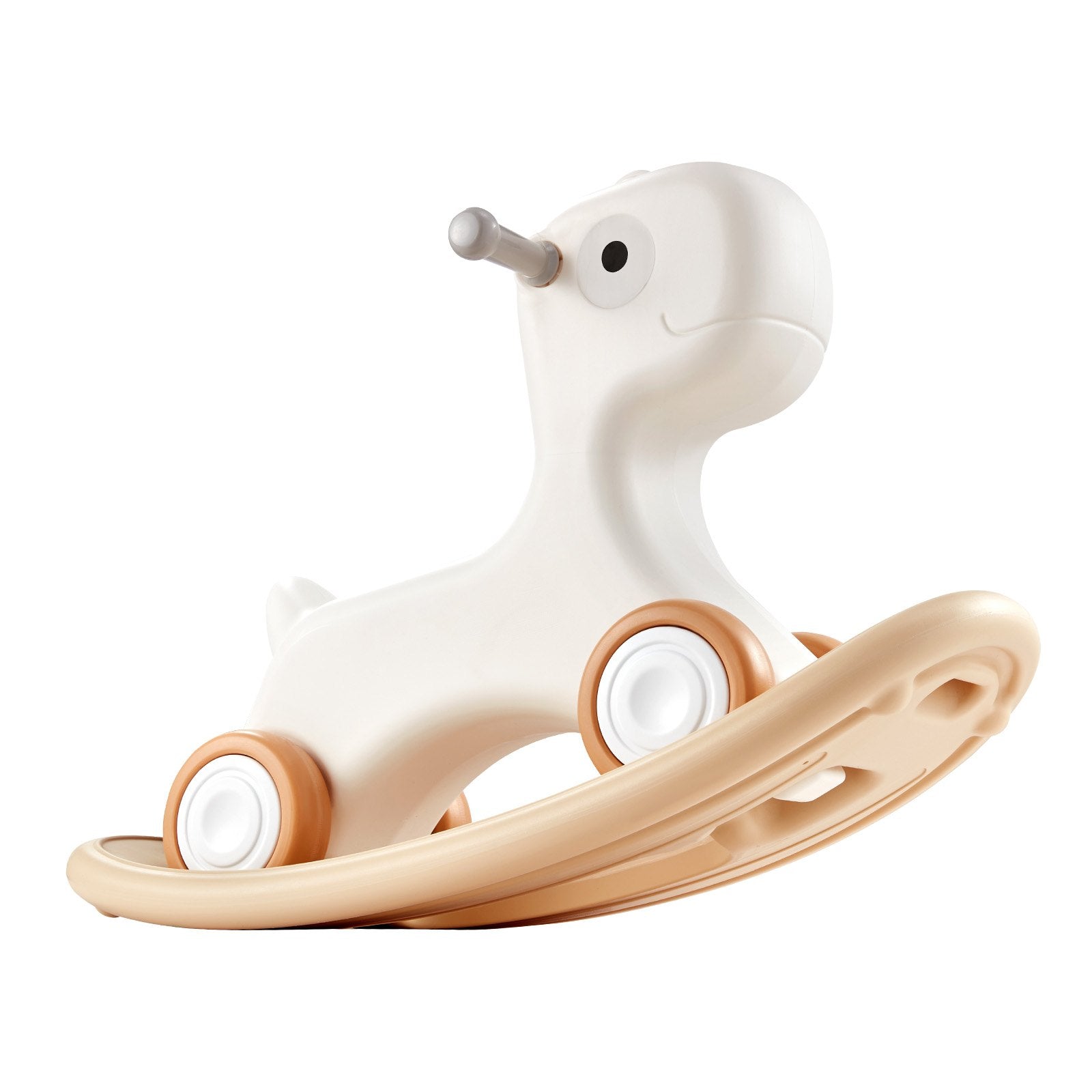 VEVOR 3 in 1 Rocking Horse for Toddlers 1-3 Years, Baby Rocking Horse with Detachable Balance Board and 4 Smooth Wheels, Support up to 80 lbs HDPE Material Kids Ride on Toy, 40° Swinging, White 