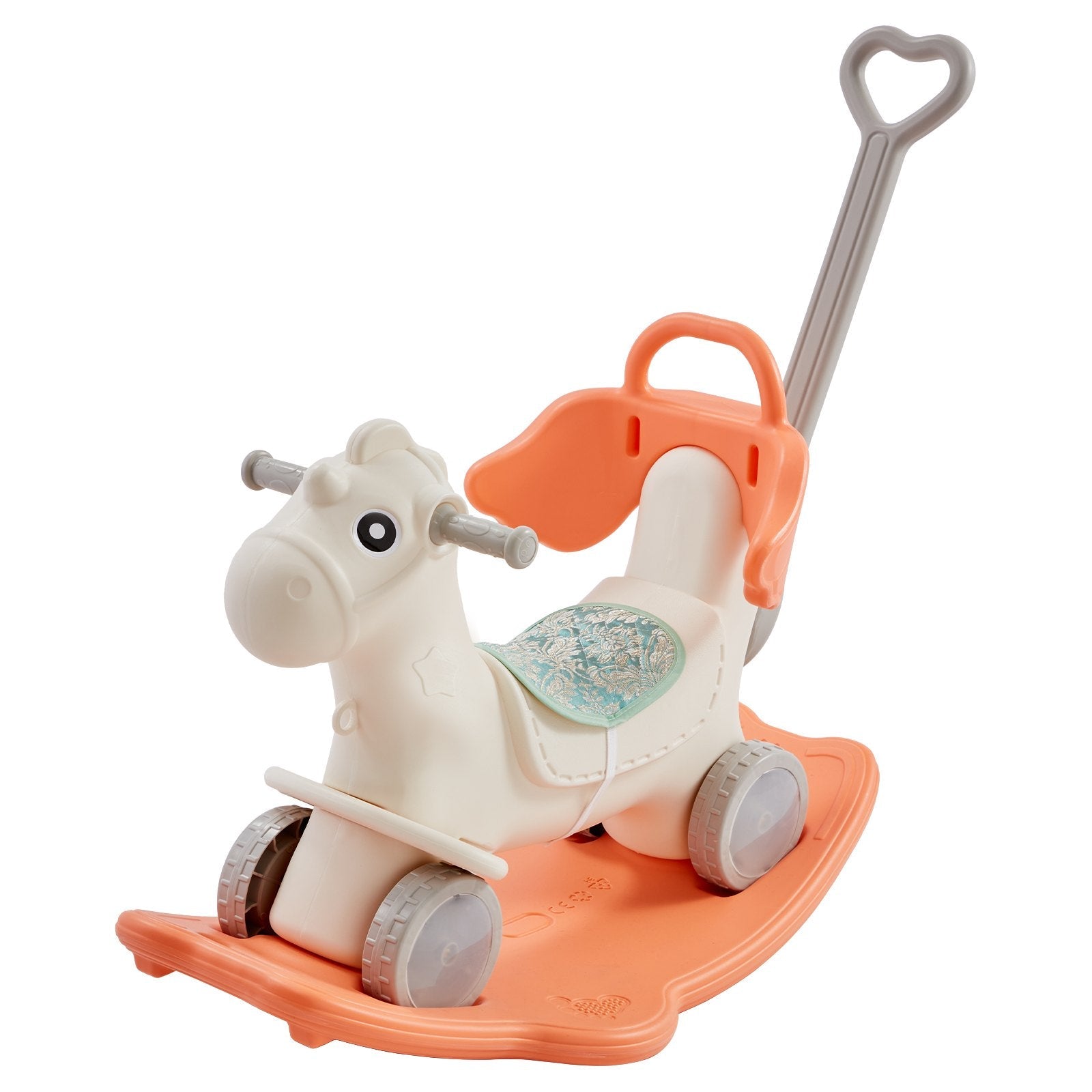 VEVOR 4 in 1 Rocking Horse for Toddlers 1-3 Years, Baby Rocking Horse with Detachable Balance Board, Push Handle and 4 Smooth Wheels, Support up to 80 lbs HDPE Kids Ride on Toy with Sound, Red 