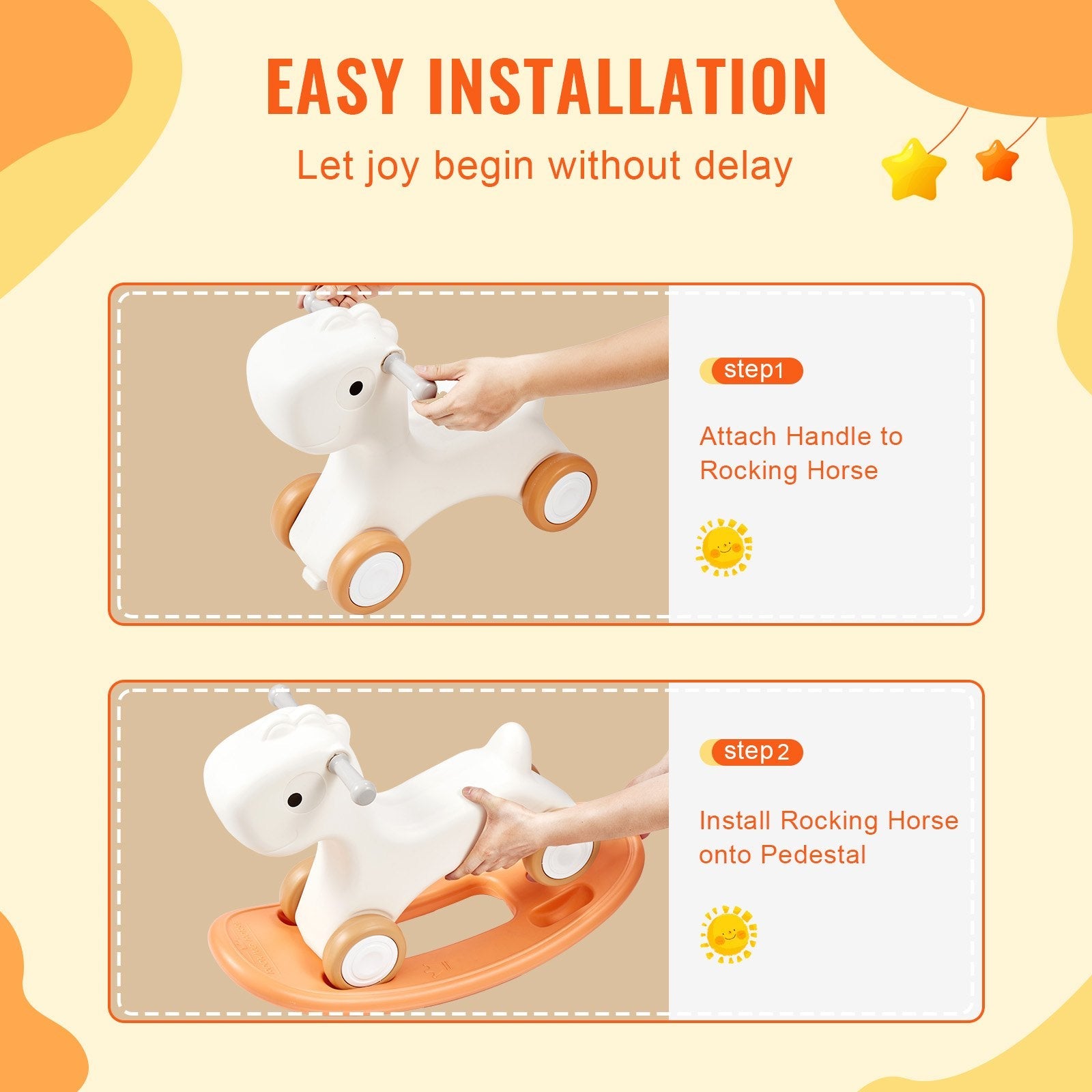 VEVOR 3 in 1 Rocking Horse for Toddlers 1-3 Years, Baby Rocking Horse with Detachable Balance Board and 4 Smooth Wheels, Support up to 80 lbs HDPE Material Kids Ride on Toy, 40° Swinging, Red 