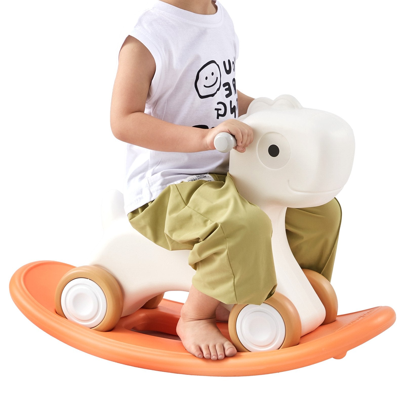 VEVOR 3 in 1 Rocking Horse for Toddlers 1-3 Years, Baby Rocking Horse with Detachable Balance Board and 4 Smooth Wheels, Support up to 80 lbs HDPE Material Kids Ride on Toy, 40° Swinging, Red 
