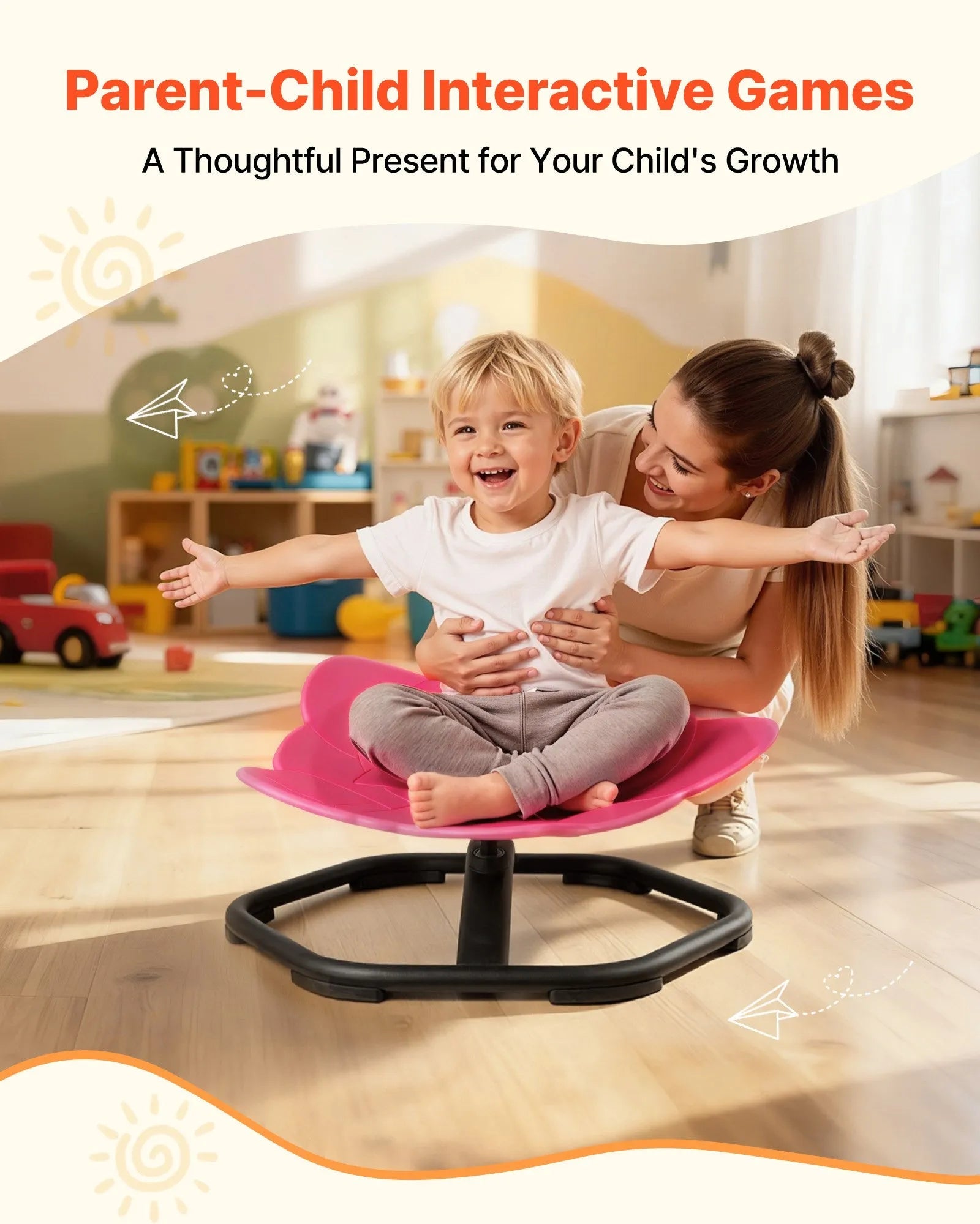 VEVOR Kids Swivel Chair, 220 lbs Capacity, Elephant Shape Sensory Spinning Chair, Autistic Kids Sensory Toy Seat with Non-Slip Metal Base, Toddler Sit & Spin Seat for Coordination Balance Focus, Red 