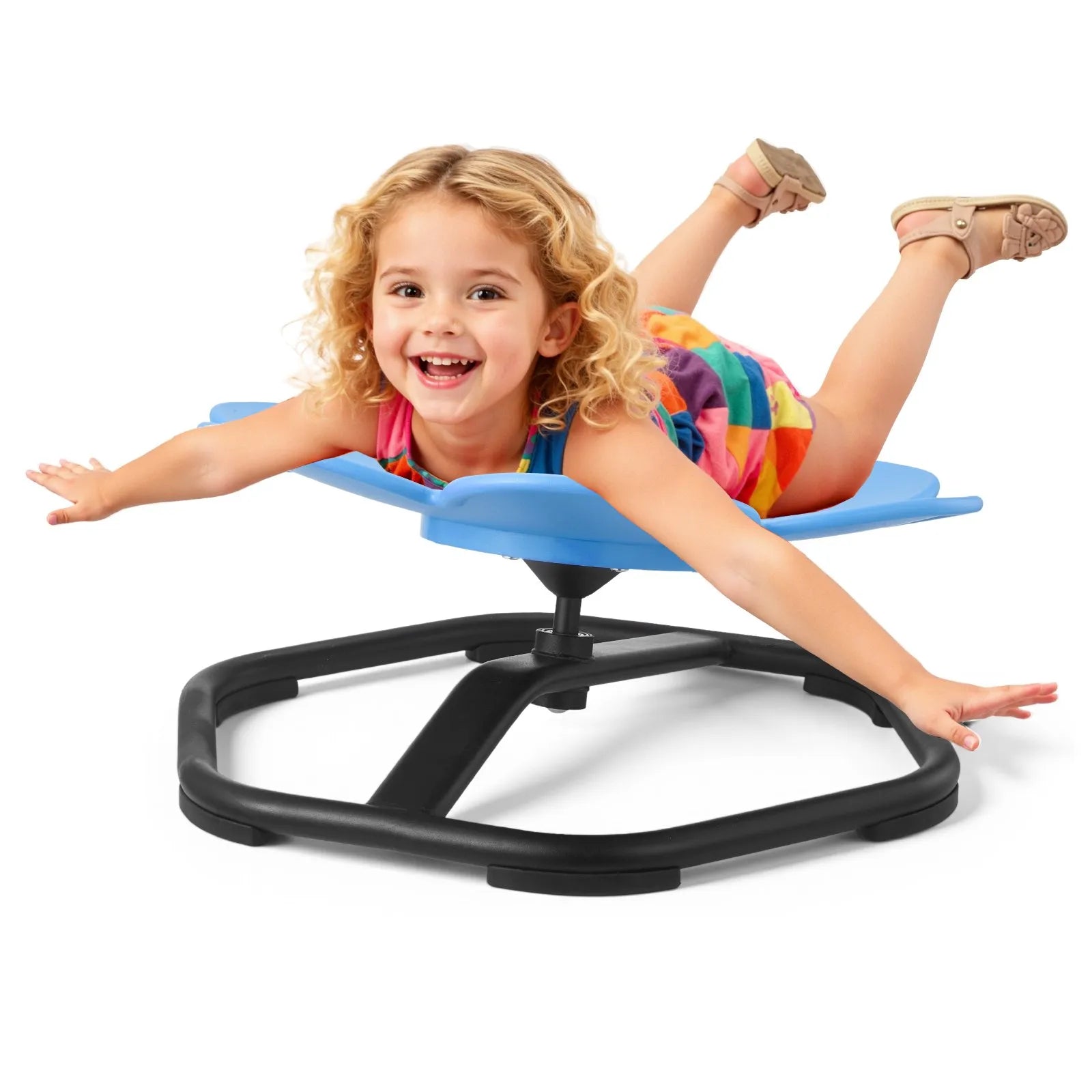 VEVOR Kids Swivel Chair, 220 lbs Capacity, Flower Shape Sensory Spinning Chair, Autistic Kids Sensory Toy Seat with Non-Slip Metal Base, Toddler Sit & Spin Seat for Coordination Balance Focus, Blue 