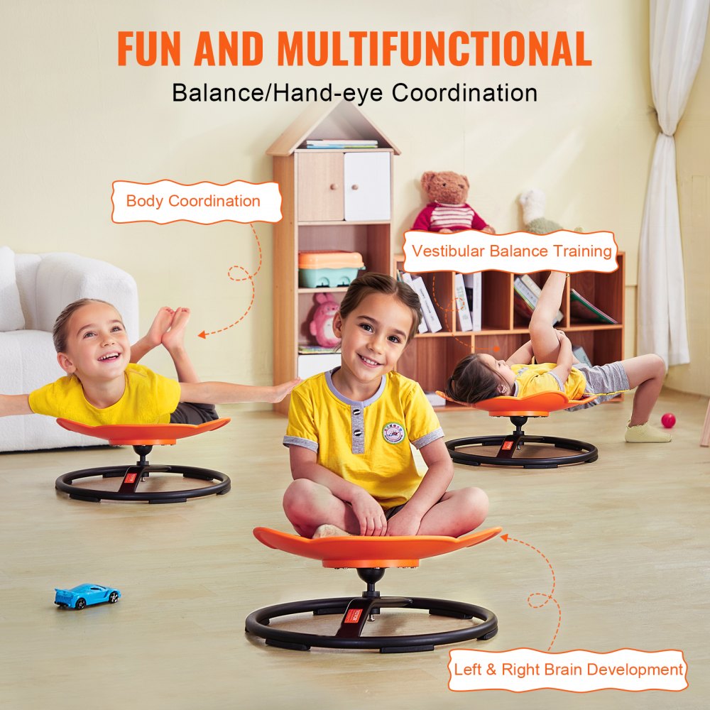 VEVOR Elephant Kids Spinning Chair 220 lbs Sensory Swivel Chair Seat Orange 
