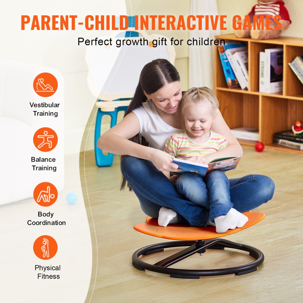 VEVOR Elephant Kids Spinning Chair 220 lbs Sensory Swivel Chair Seat Orange 