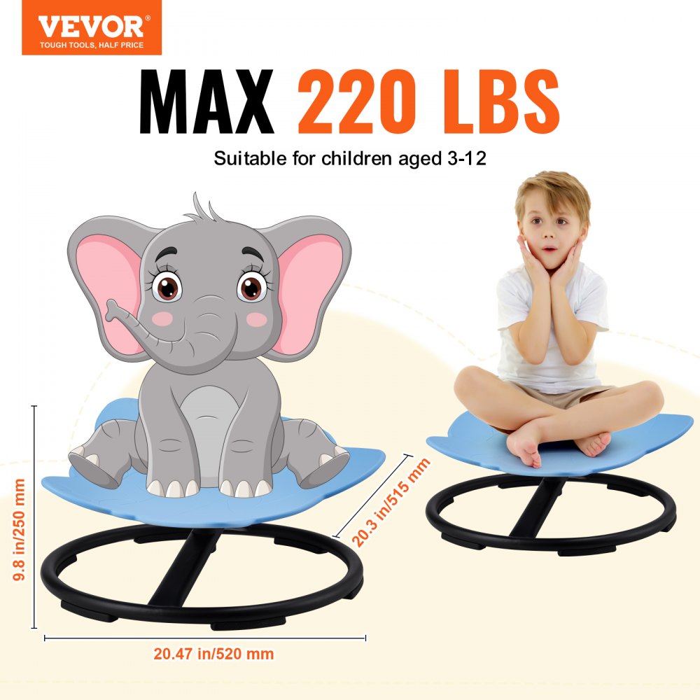VEVOR Elephant Kids Spinning Chair 220 lbs Sensory Swivel Chair Seat Blue 