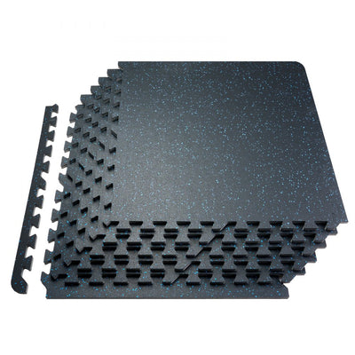 VEVOR 0.56" Thick Gym Floor Mats 25 Tiles Rubber Top with EVA Foam Black & Blue 