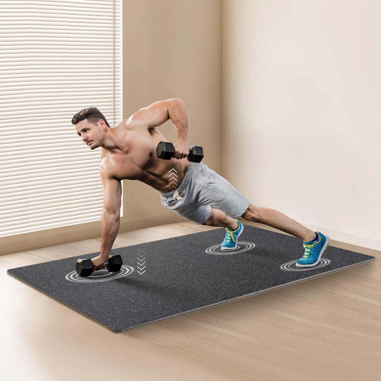 VEVOR 0.56" Thick Gym Floor Mats 25 Tiles Rubber Top with EVA Foam Black & White 