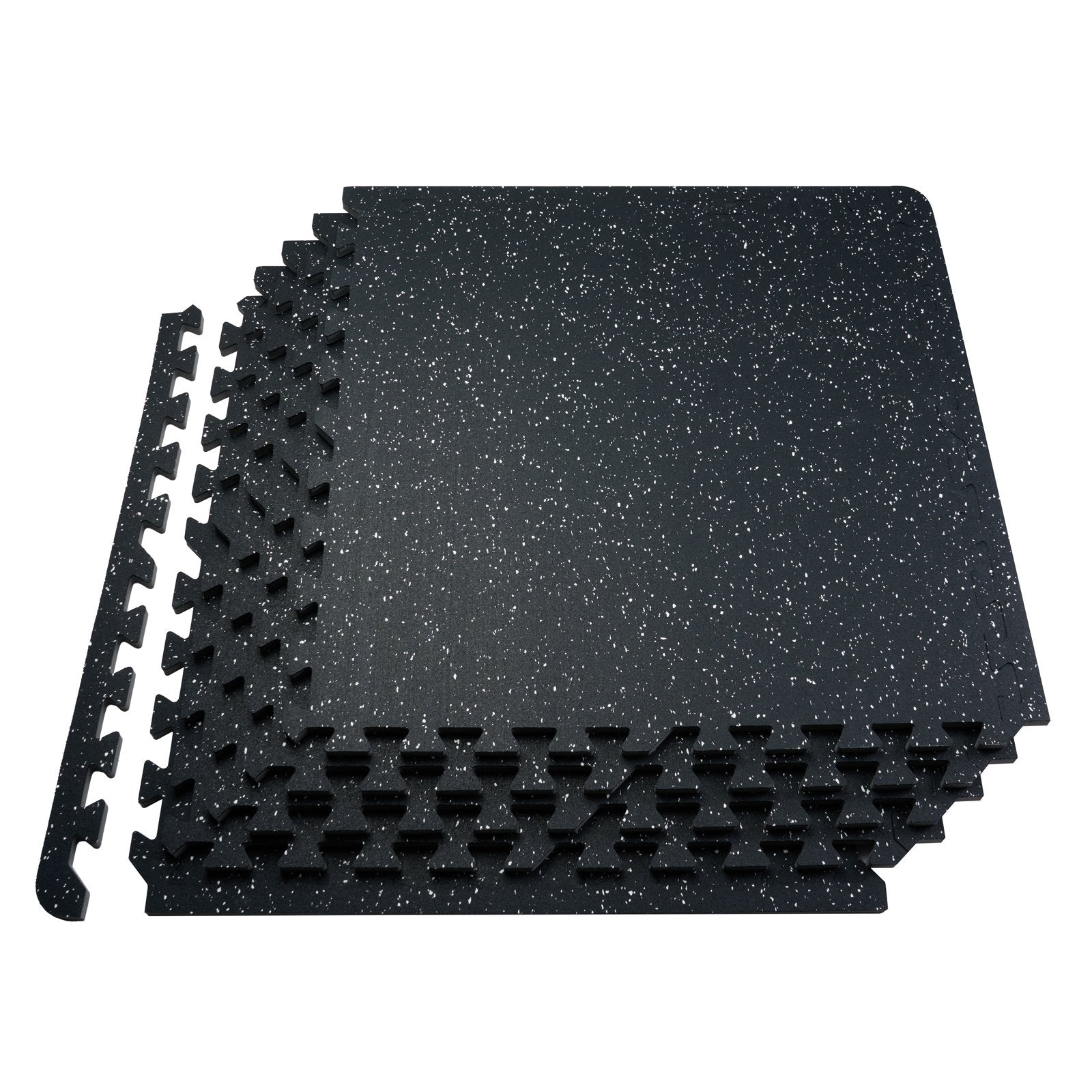 VEVOR 0.56" Thick Gym Floor Mats 25 Tiles Rubber Top with EVA Foam Black & White 