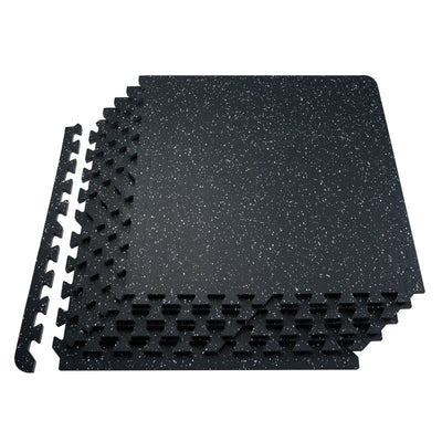 VEVOR 0.56" Thick Gym Floor Mats 25 Tiles Rubber Top with EVA Foam Black & White 
