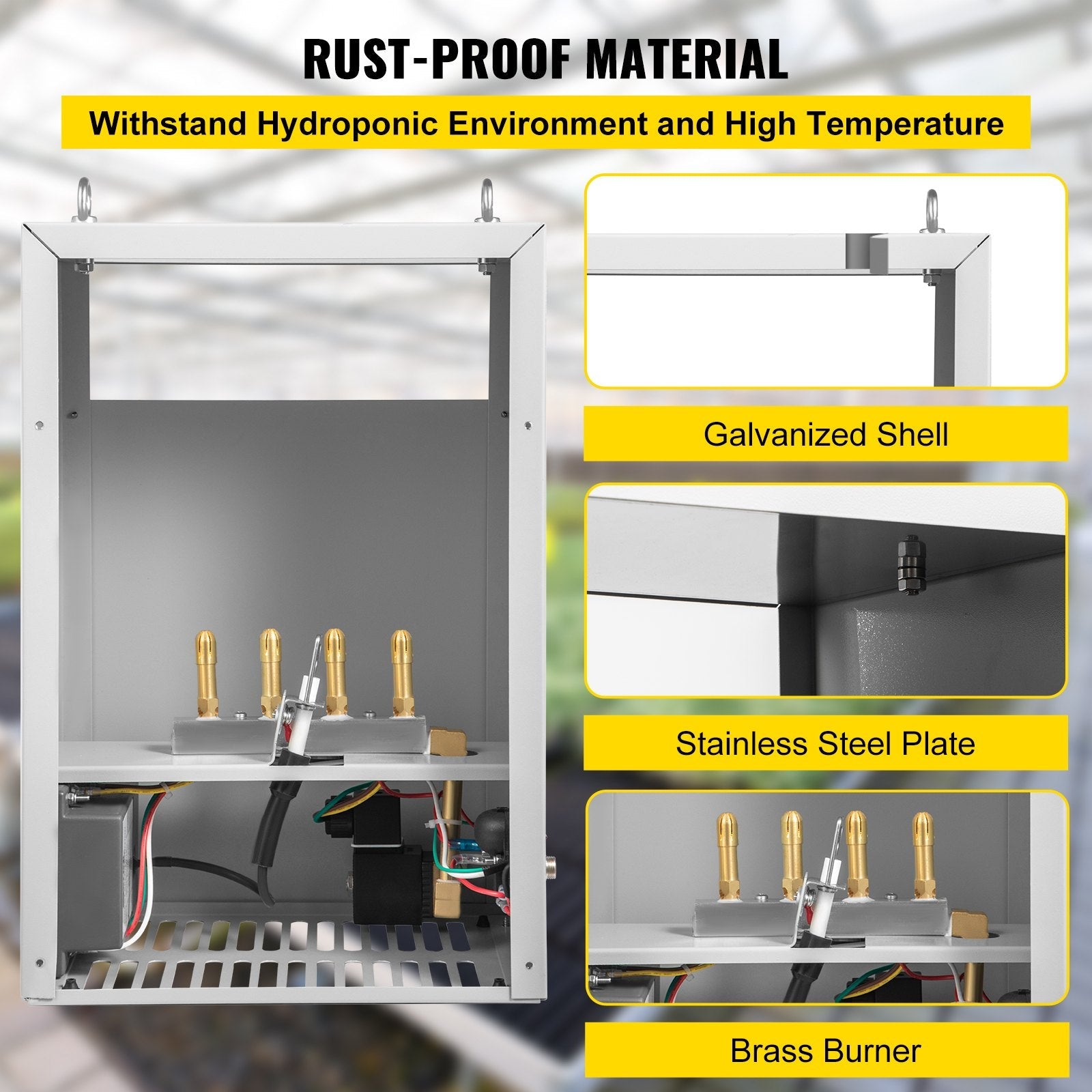 VEVOR CO2 Burner, 4 Brass Burner CO2 Generator for Plant, Liquid Propane LP Carbon Dioxide Generator, 11178 BTU/Hr, Built-In Electronic Ignition, for Greenhouse Green Tent Hydroponic Room Grow Room 