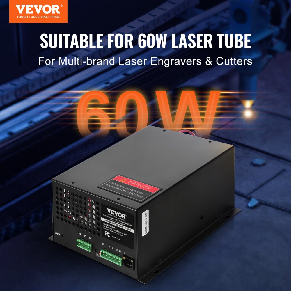 VEVOR CO2 Laser Power Supply for 60W Laser Tube Laser Engravers and Cutters 