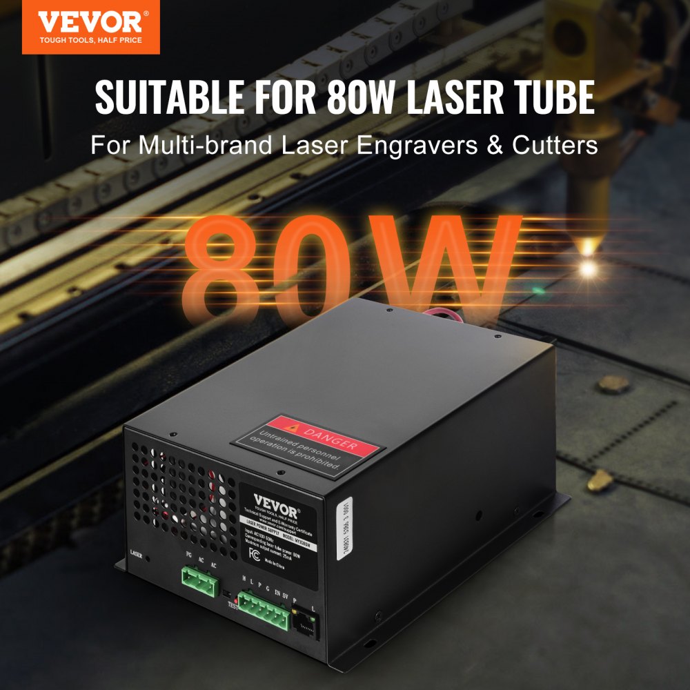 VEVOR CO2 Laser Power Supply for 80W Laser Tube Laser Engravers and Cutters 