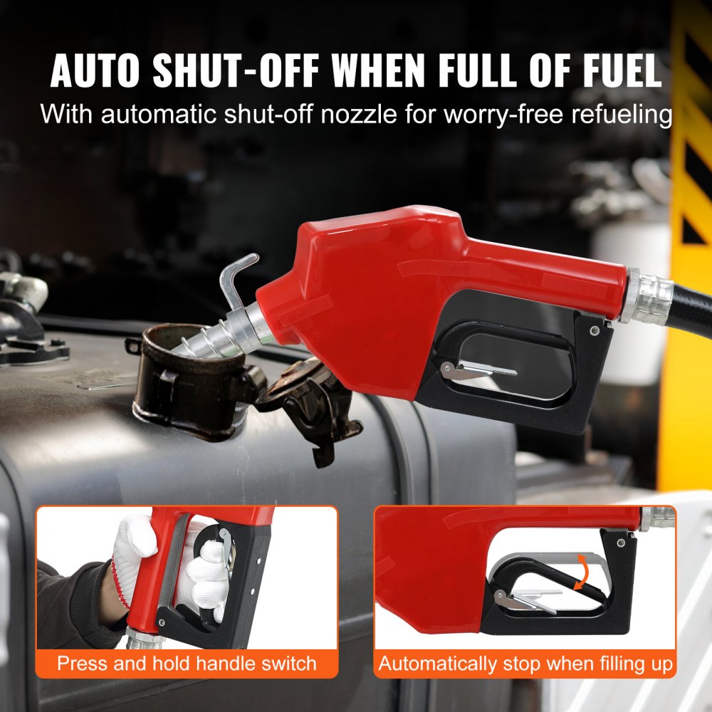 VEVOR Fuel Transfer Pump, 12V DC 16 GPM 1/4 HP, Gasoline Extractor Pump with Automatic Nozzle, Discharge Hose & Suction Pipe for Gasoline, Diesel, Kerosene, Ethanol & Methanol Blends, and Biodiesel 