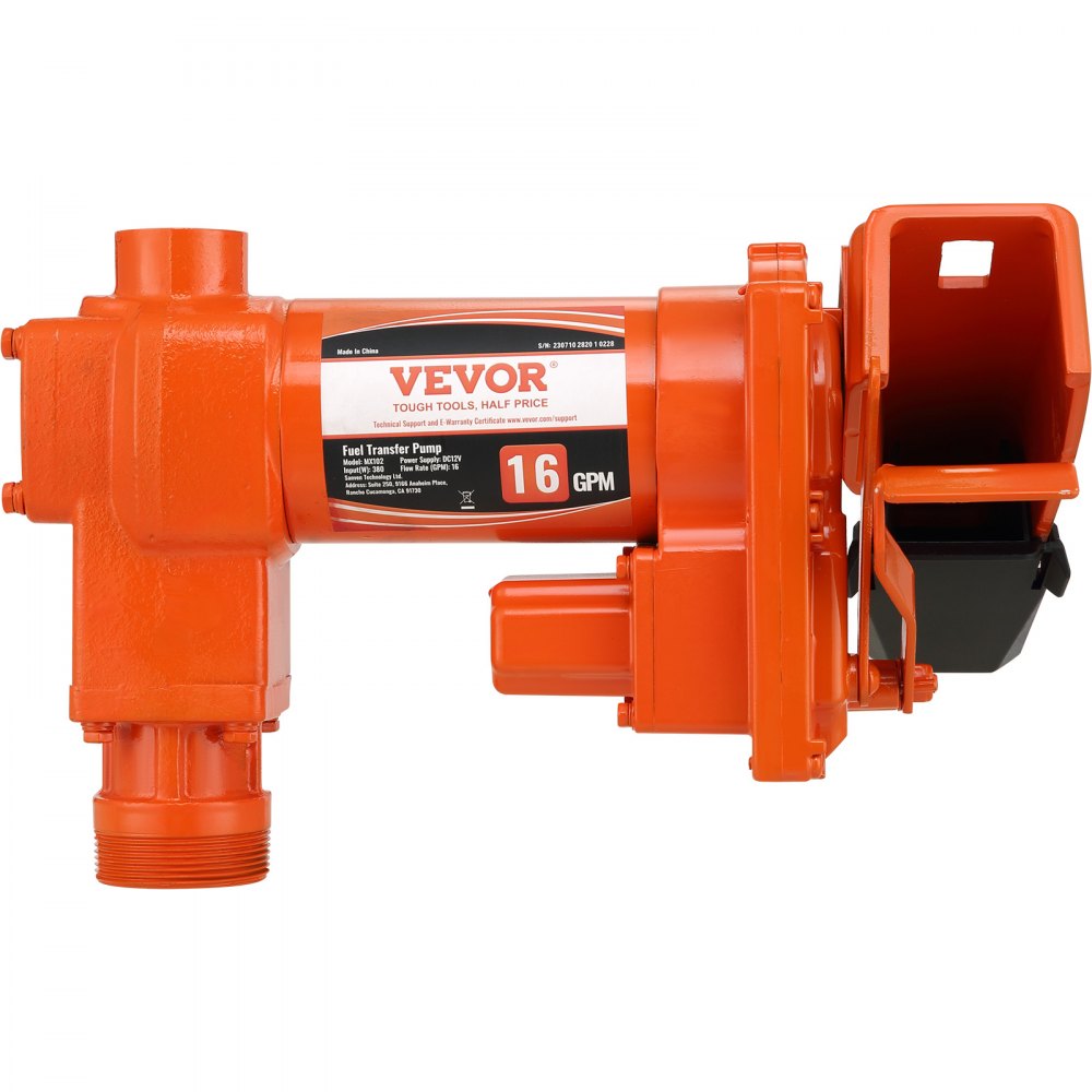 VEVOR Fuel Transfer Pump, 12V DC 16 GPM 1/4 HP, Gasoline Extractor Pump with Automatic Nozzle, Discharge Hose & Suction Pipe for Gasoline, Diesel, Kerosene, Ethanol & Methanol Blends, and Biodiesel 
