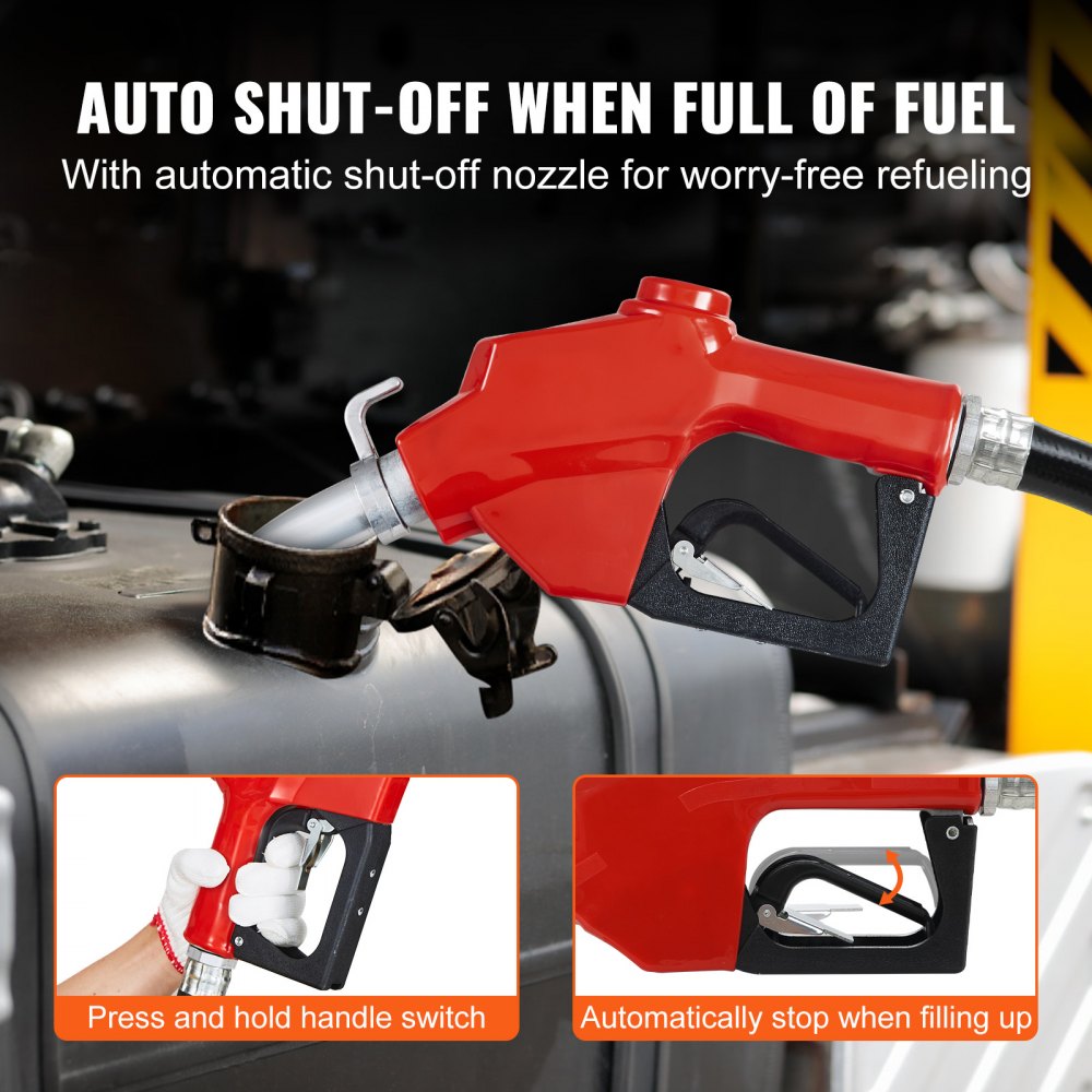 VEVOR Fuel Transfer Pump, 12V DC 20 GPM 1/4 HP, Gasoline Extractor Pump with Automatic Nozzle, Discharge Hose & Suction Pipe for Gasoline, Diesel, Kerosene, Ethanol & Methanol Blends, and Biodiesel 