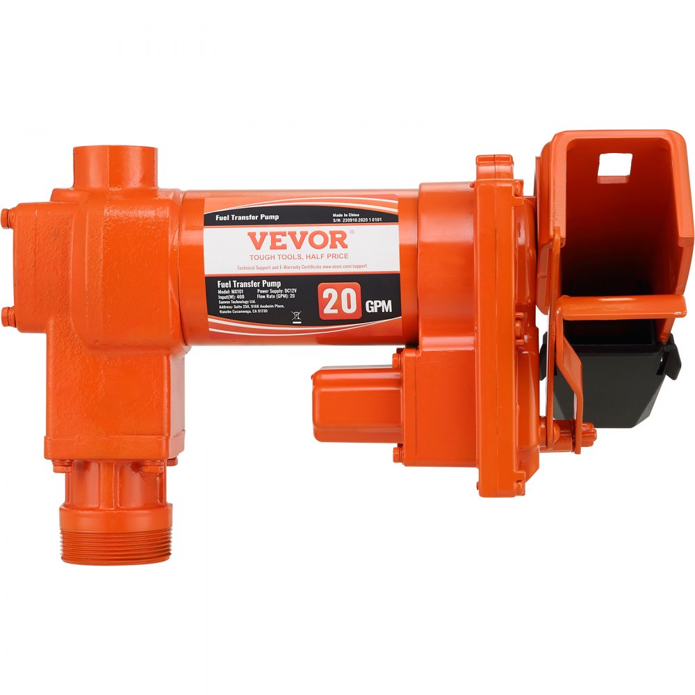VEVOR Fuel Transfer Pump, 12V DC 20 GPM 1/4 HP, Gasoline Extractor Pump with Automatic Nozzle, Discharge Hose & Suction Pipe for Gasoline, Diesel, Kerosene, Ethanol & Methanol Blends, and Biodiesel 