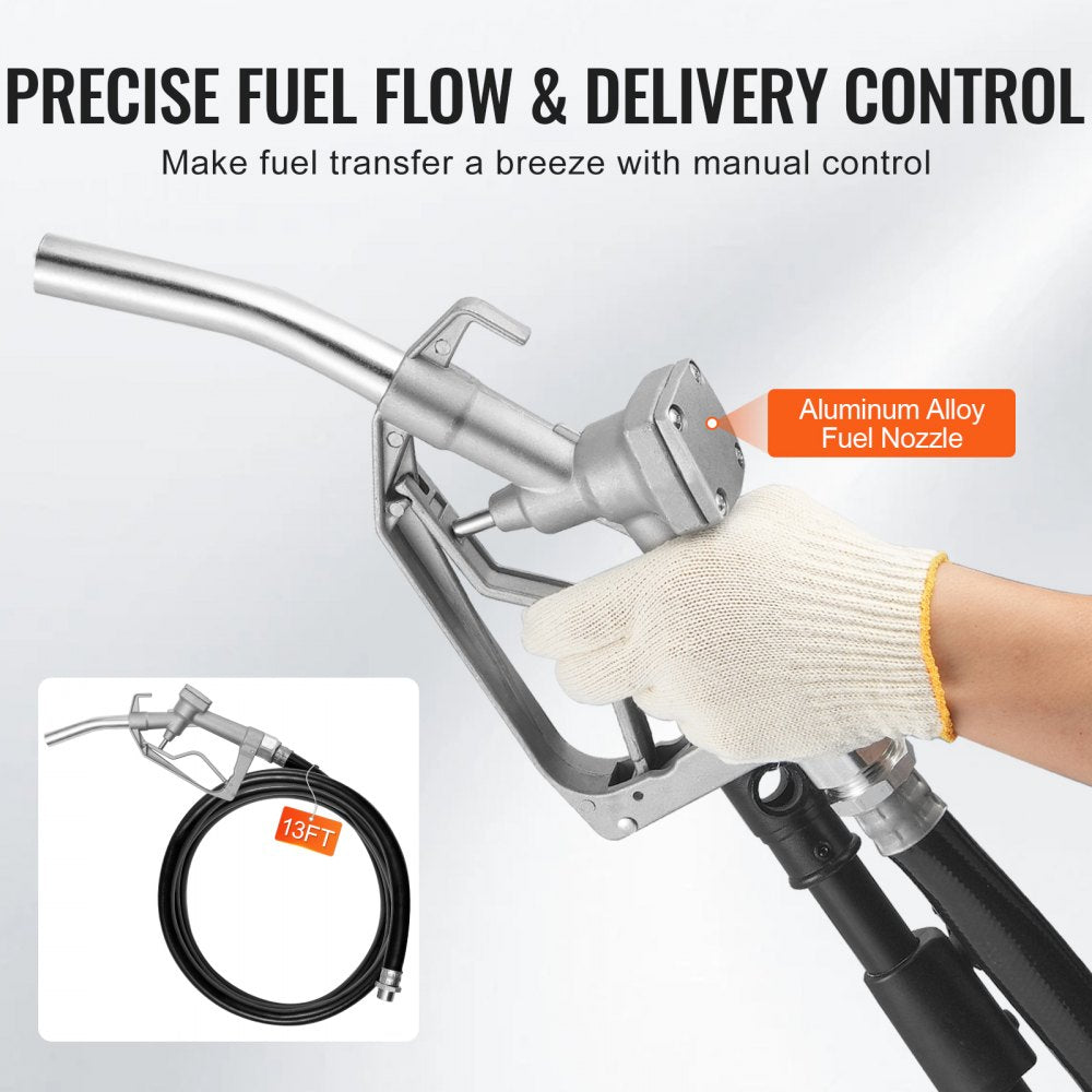VEVOR Fuel Transfer Pump 12V 15 GPM 1/5 HP Diesel Pump with Auto Fuel Nozzle 