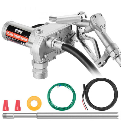 VEVOR Fuel Transfer Pump 12V 15 GPM 1/5 HP Diesel Pump with Auto Fuel Nozzle 