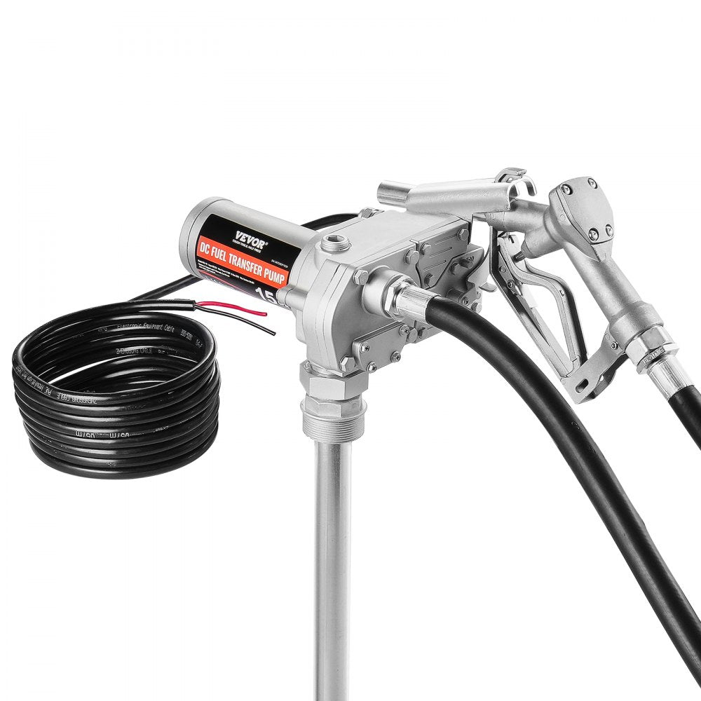 VEVOR Fuel Transfer Pump 12V 15 GPM 1/5 HP Diesel Pump with Auto Fuel Nozzle 