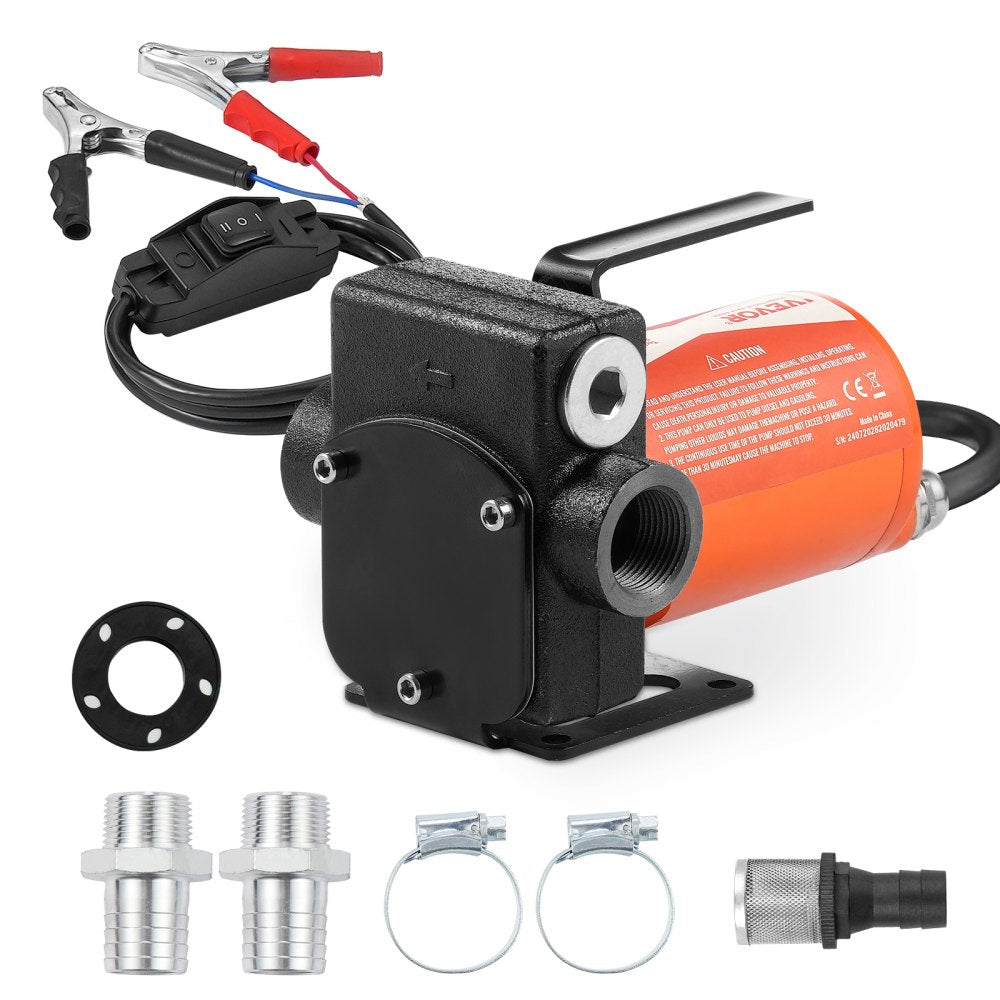 VEVOR Fuel Transfer Pump 12V 5 GPM 1/10 HP Diesel Pump with Auto Fuel Nozzle 