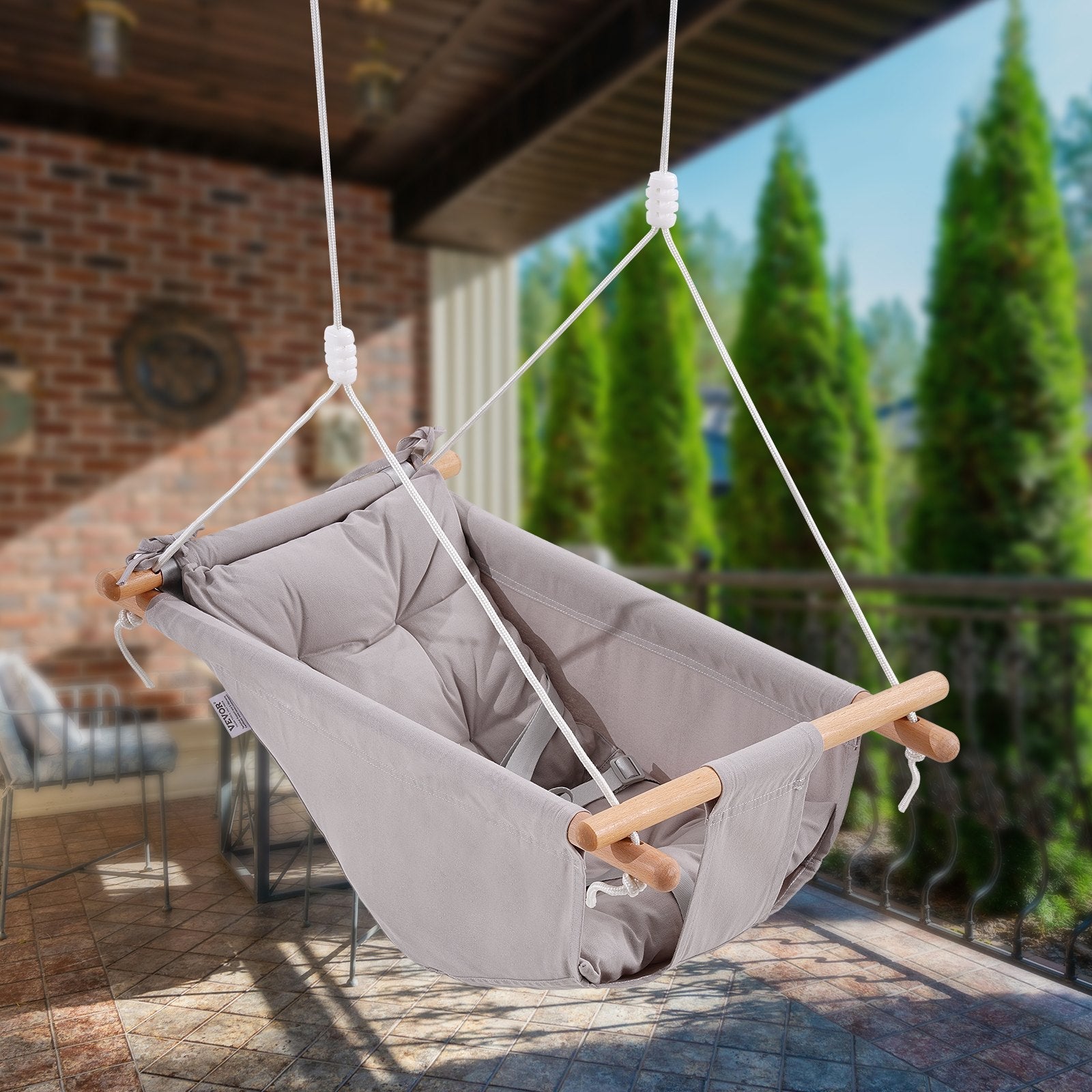 VEVOR Canvas Hammock Swing 3 Modes Baby Swing 5-Point Harness Indoor Outdoor 